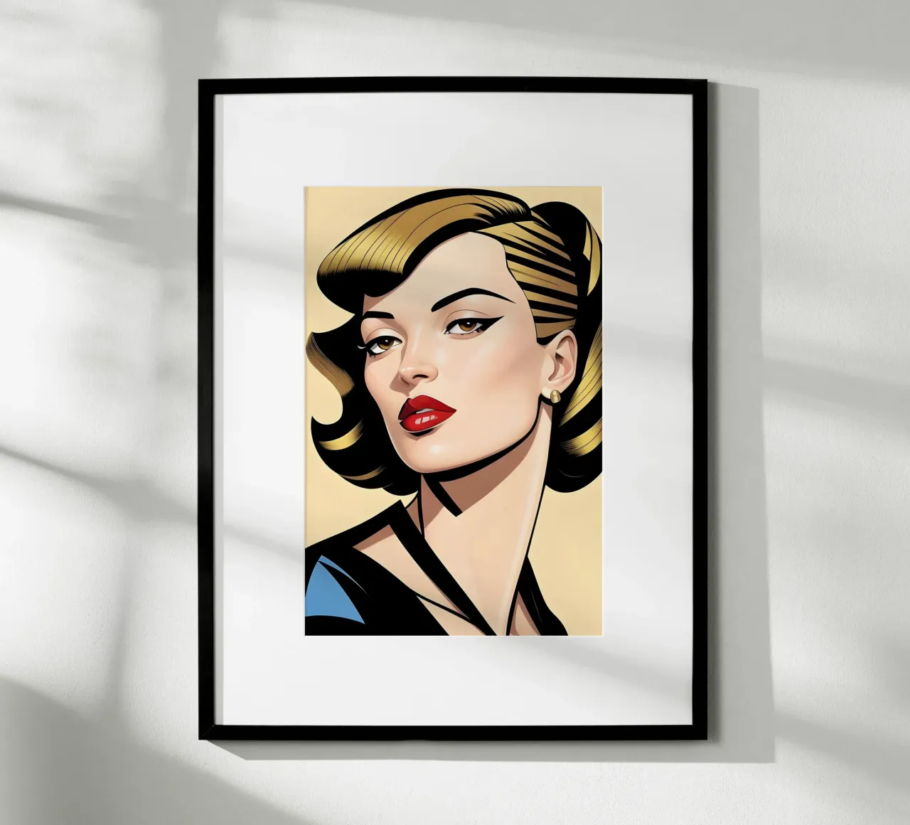 RITRATTO GRAFICO FEMMINILE poster con telaio in legno da ART DECO