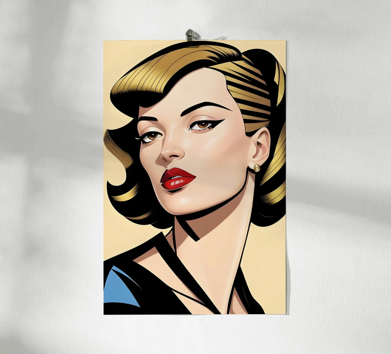 RITRATTO GRAFICO FEMMINILE poster con telaio in legno da ART DECO