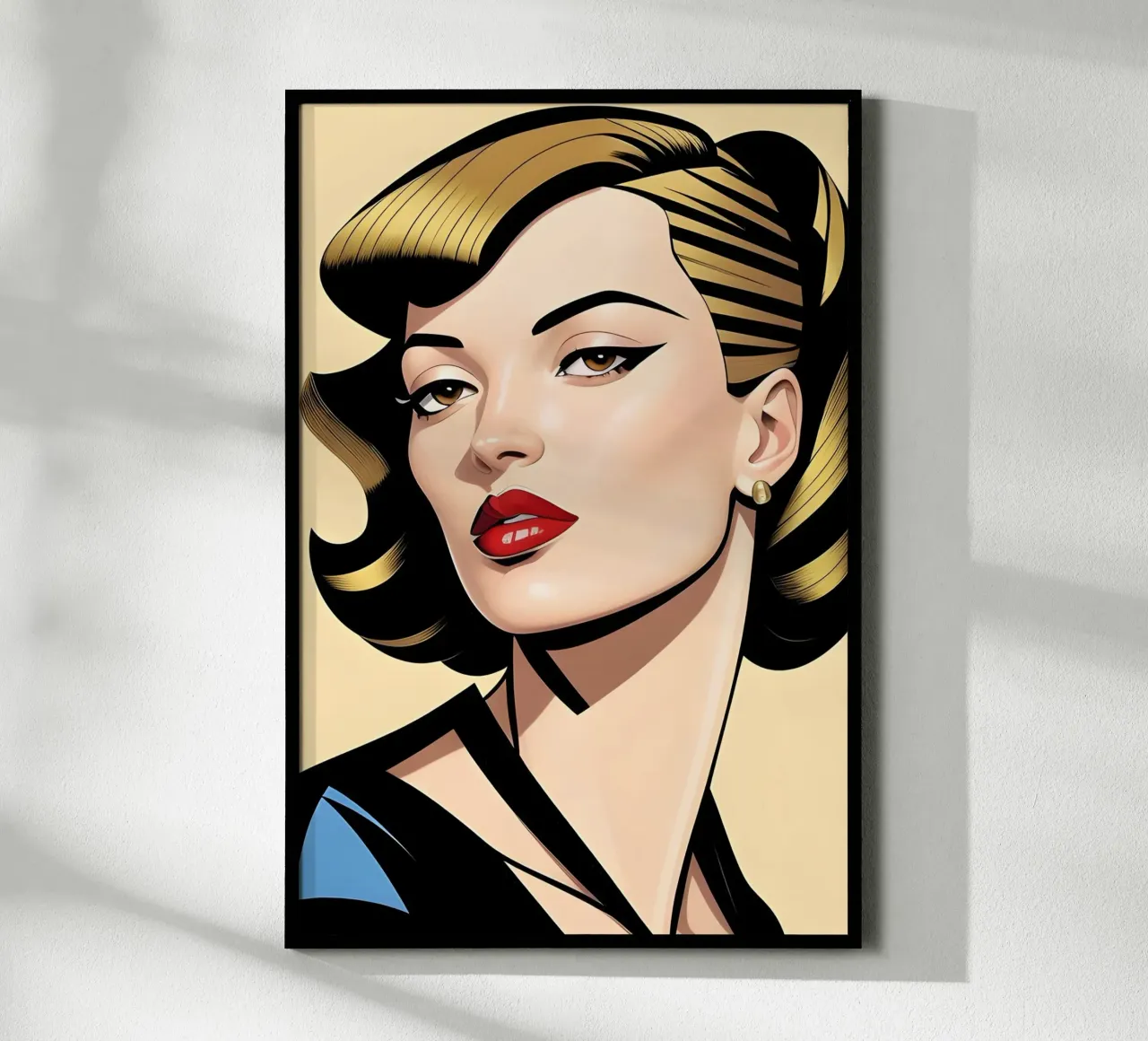 RITRATTO GRAFICO FEMMINILE poster con telaio in legno da ART DECO