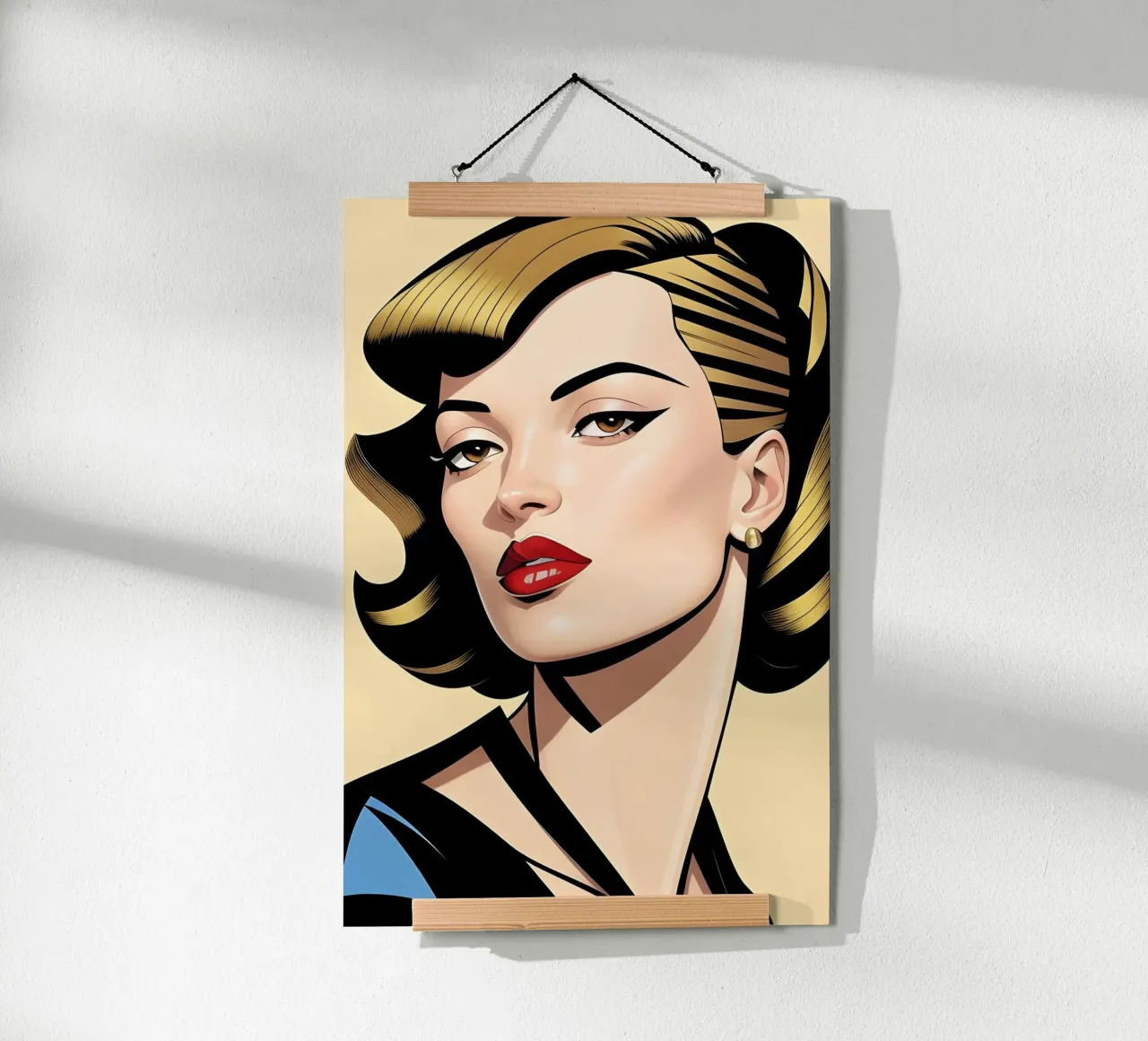 RITRATTO GRAFICO FEMMINILE poster con telaio in legno da ART DECO