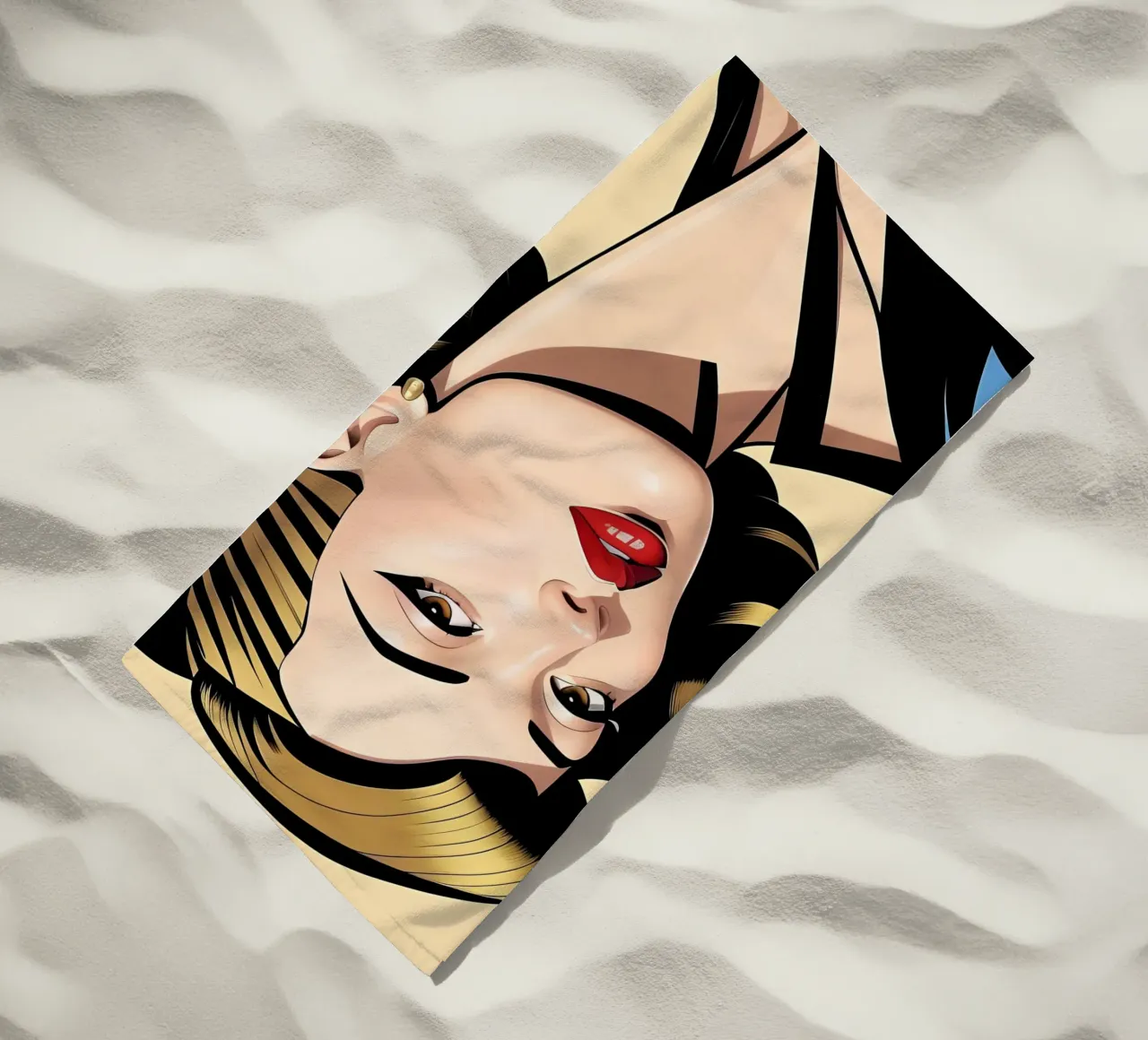 RITRATTO GRAFICO FEMMINILE telo mare da ART DECO