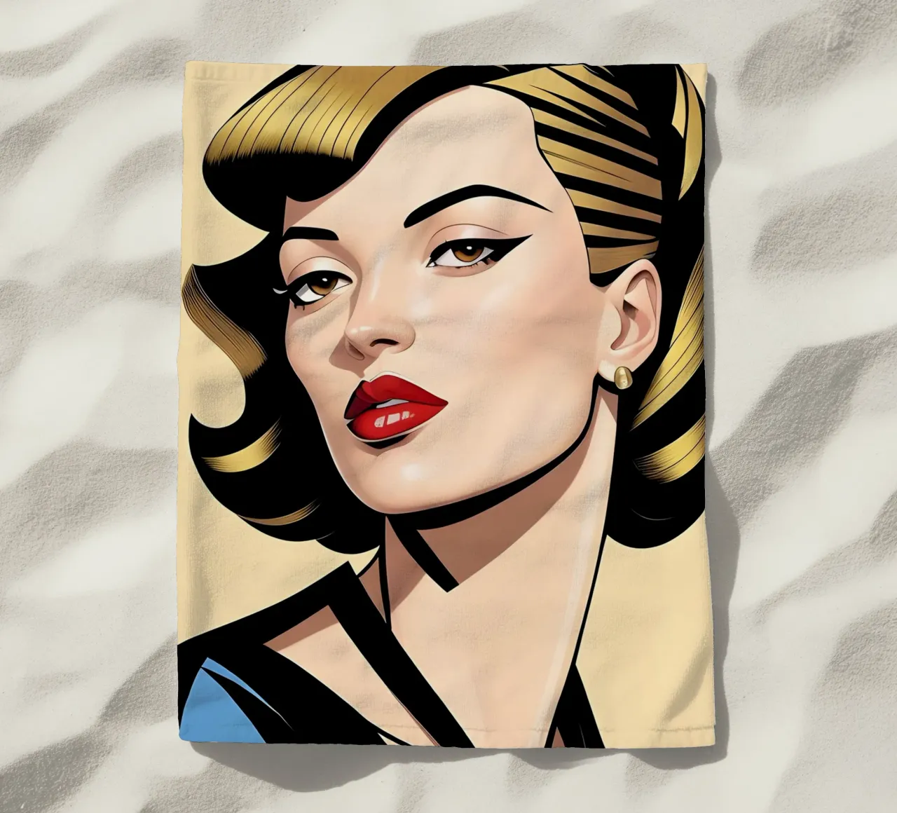 RITRATTO GRAFICO FEMMINILE telo mare da ART DECO