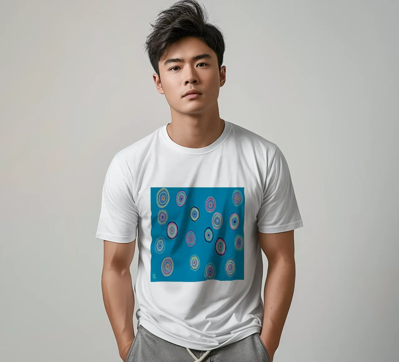 Dancing Orbs t-shirt by Helen Joynson