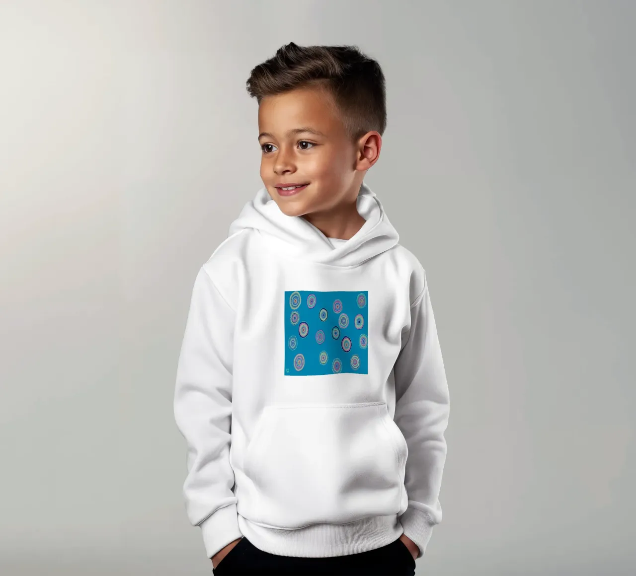 Dancing Orbs kids hoodie by Helen Joynson
