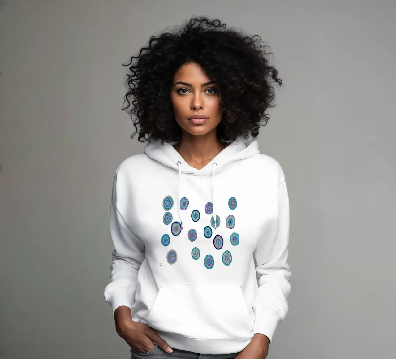 Dancing Orbs- sin fondo sudadera con capucha de Helen Joynson
