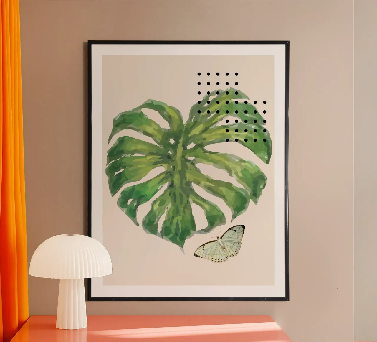 large green monstera poster con telaio in plastica da ramosashop