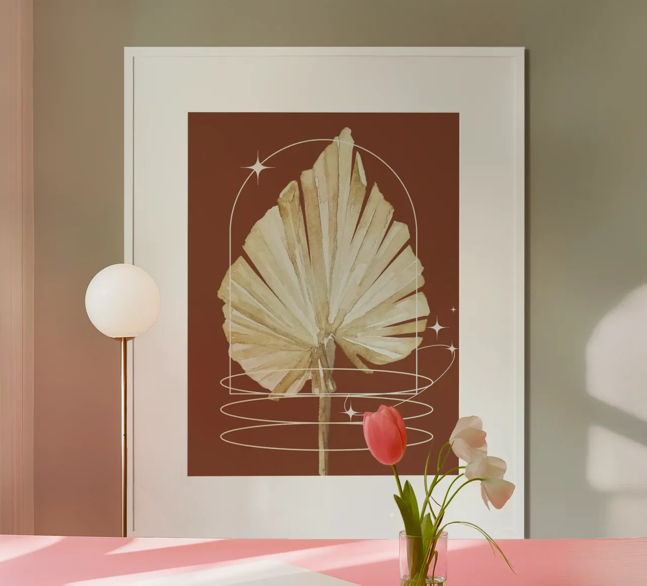 dried palm leaf poster con telaio in alluminio da ramosashop