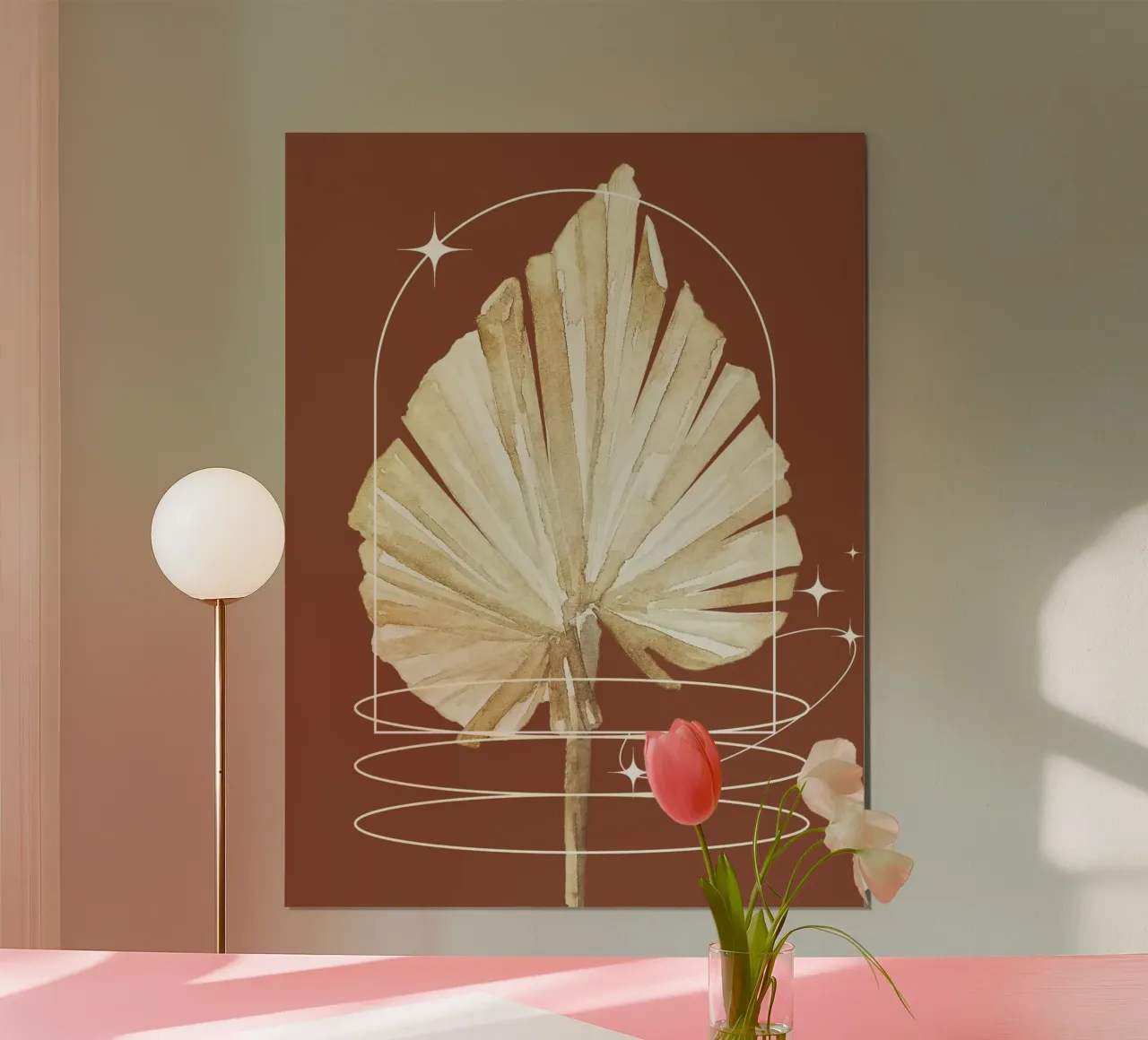 dried palm leaf poster con telaio in alluminio da ramosashop
