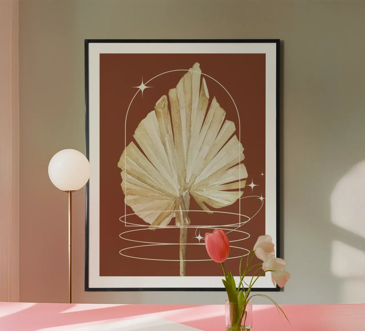 dried palm leaf poster con telaio in alluminio da ramosashop