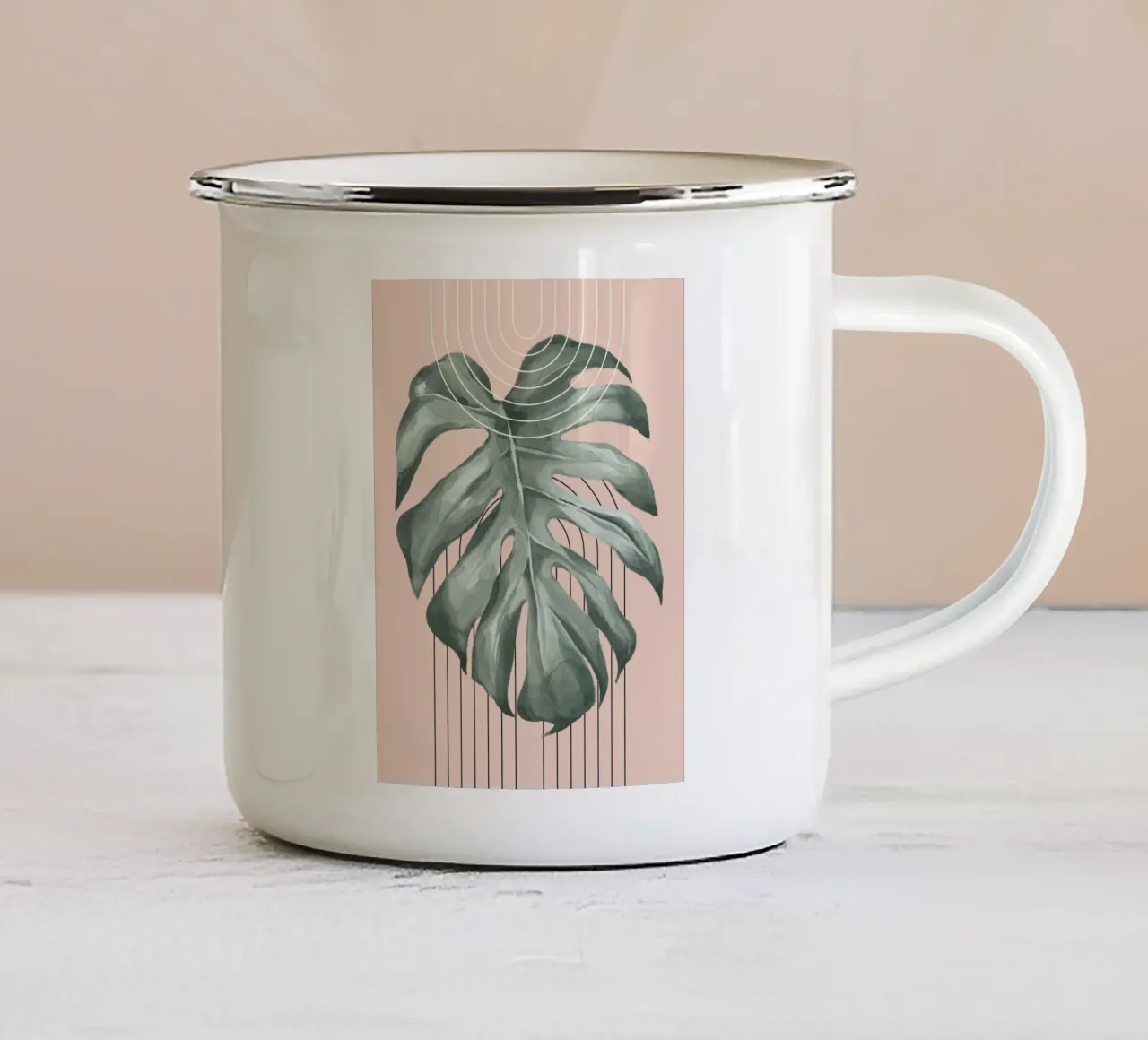 large monstera leaf tazza in smalto da ramosashop