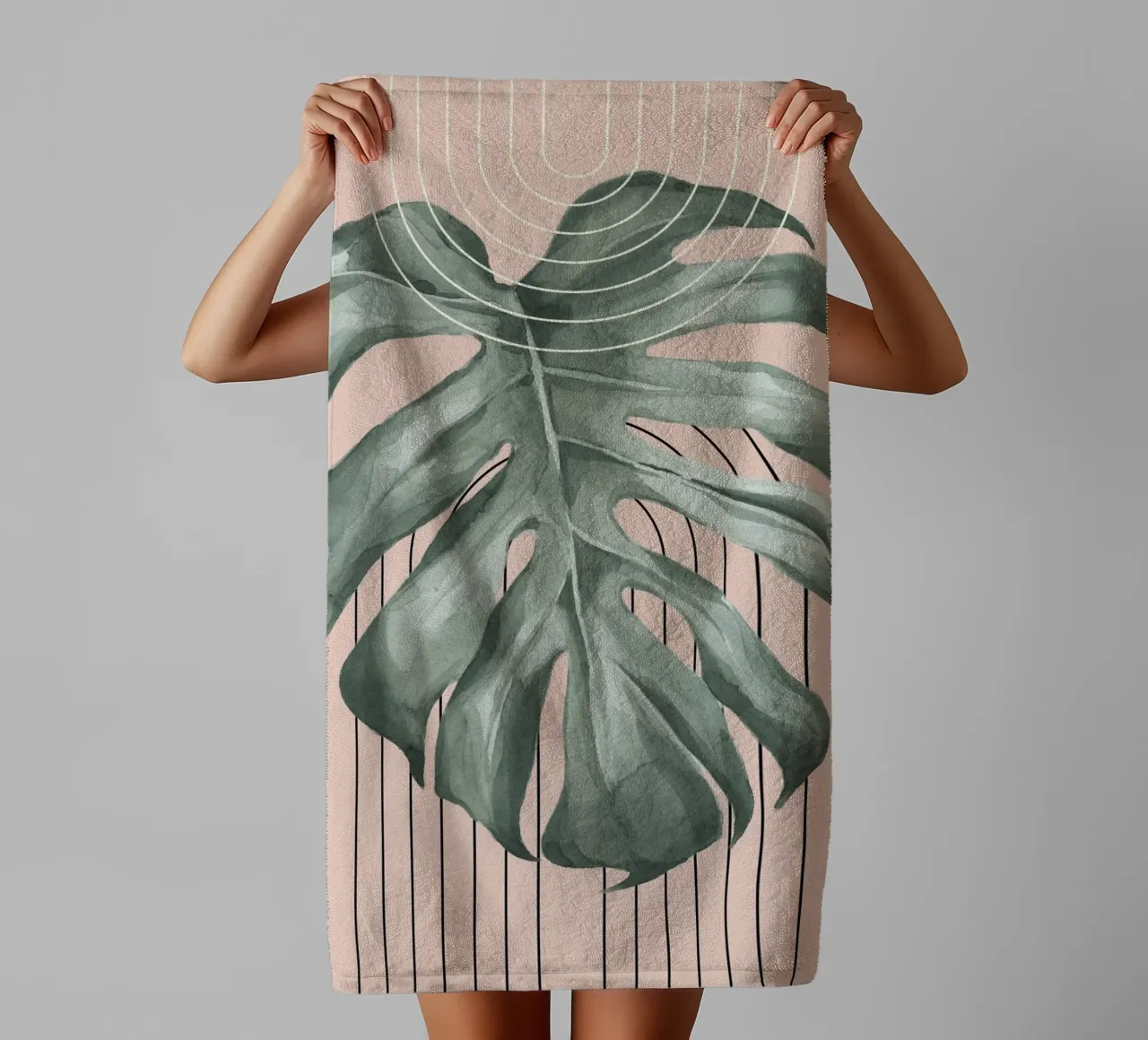 large monstera leaf asciugamano da bagno da ramosashop
