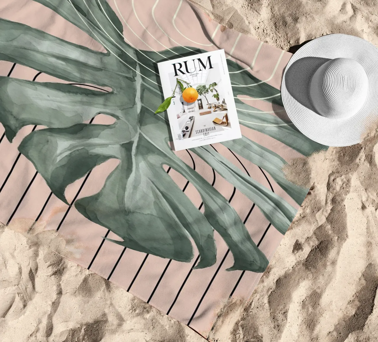 large monstera leaf telo mare da ramosashop