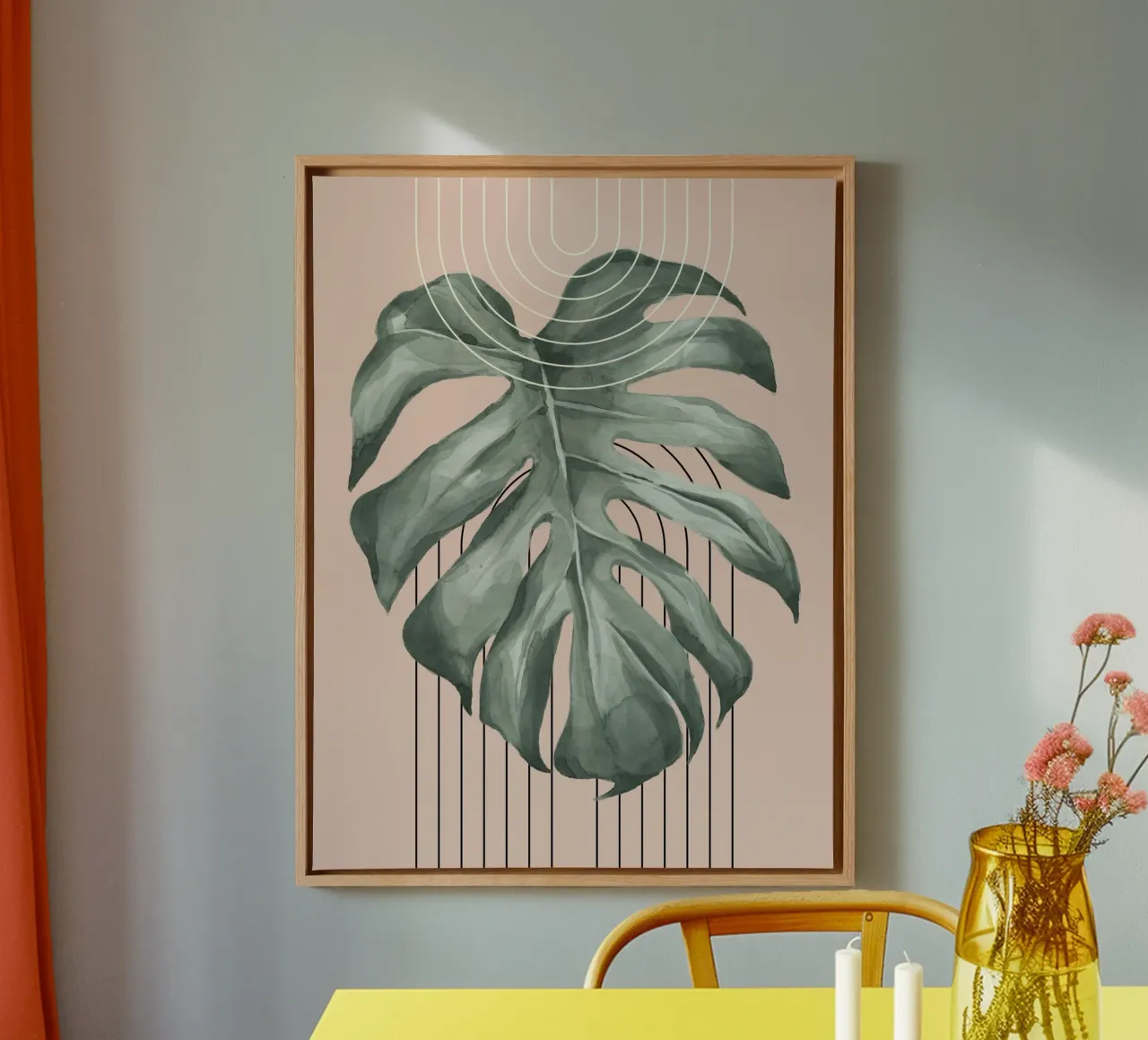 large monstera leaf canvas by ramosashop