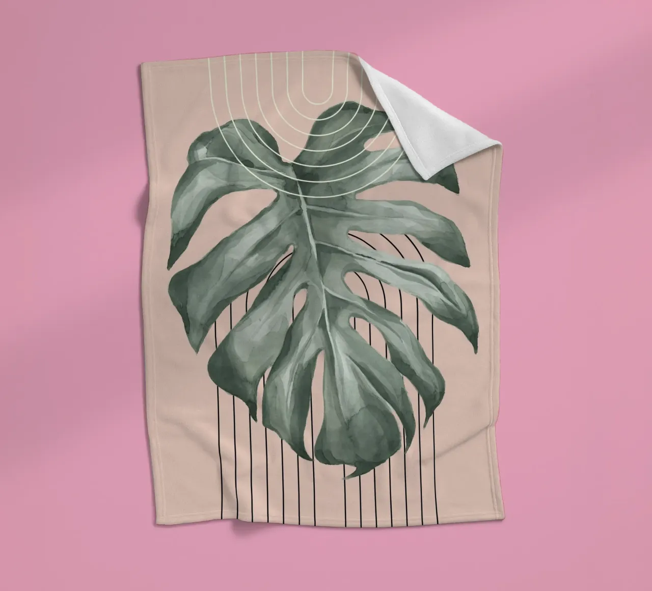 large monstera leaf Fleecedecke von ramosashop