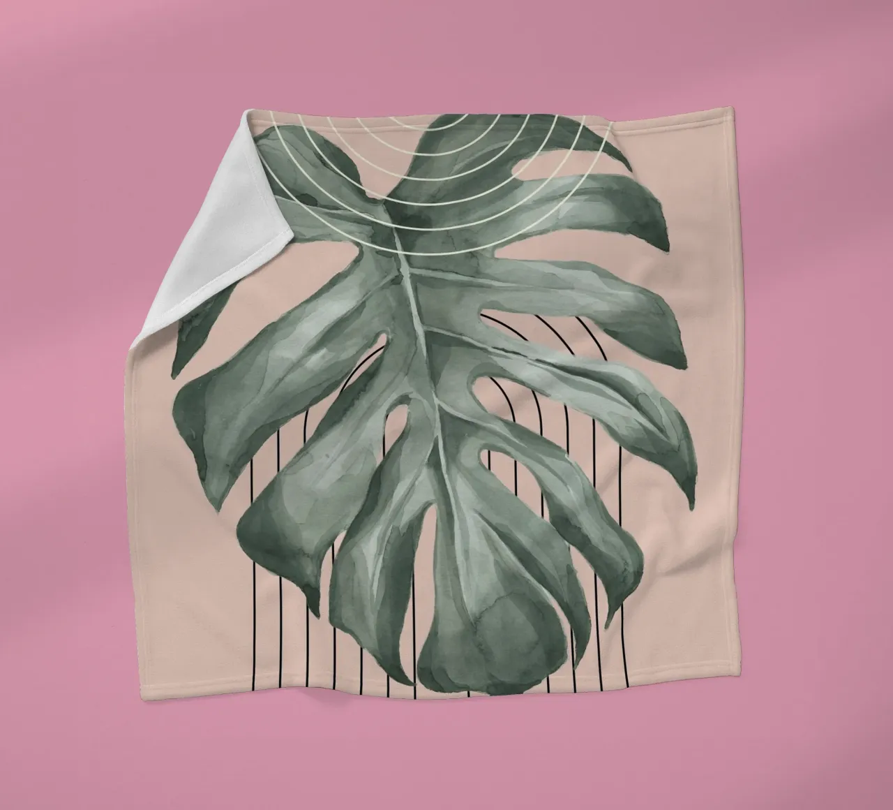 large monstera leaf Fleecedecke von ramosashop