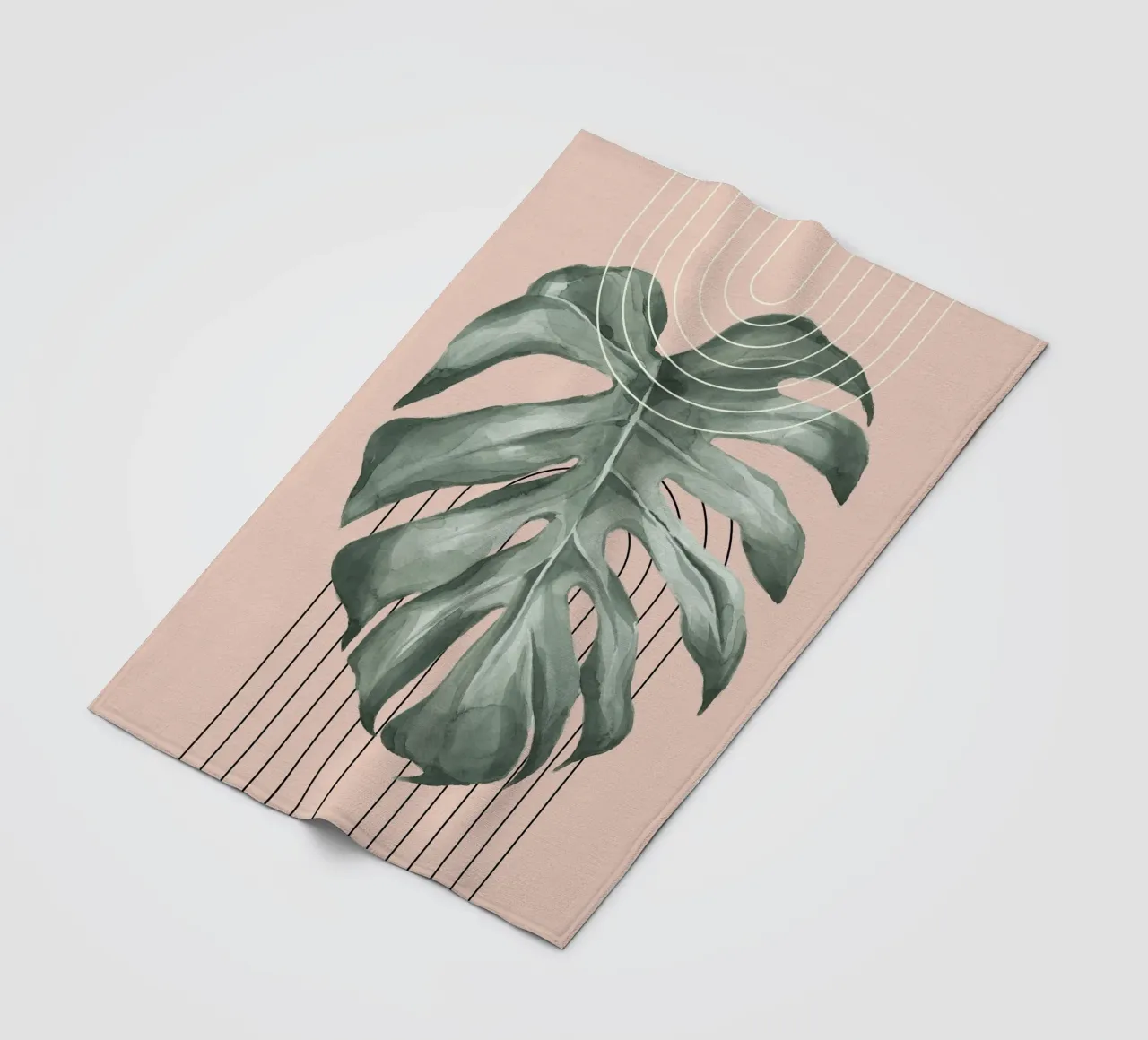 large monstera leaf coperta in pile da ramosashop