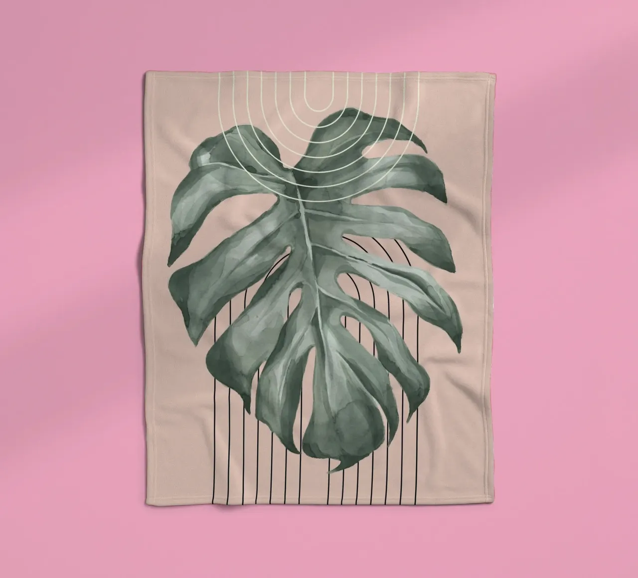 large monstera leaf Fleecedecke von ramosashop