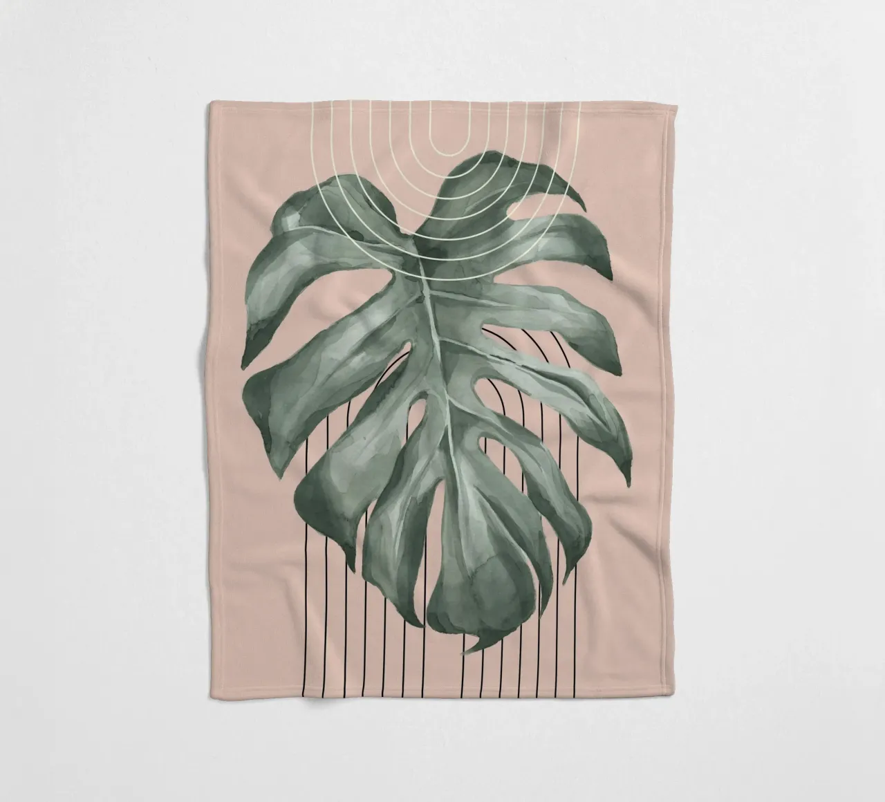 large monstera leaf Fleecedecke von ramosashop