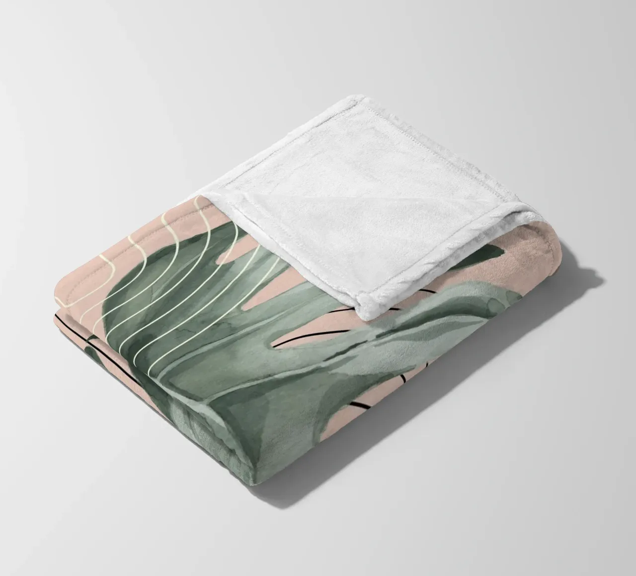 large monstera leaf coperta in pile da ramosashop