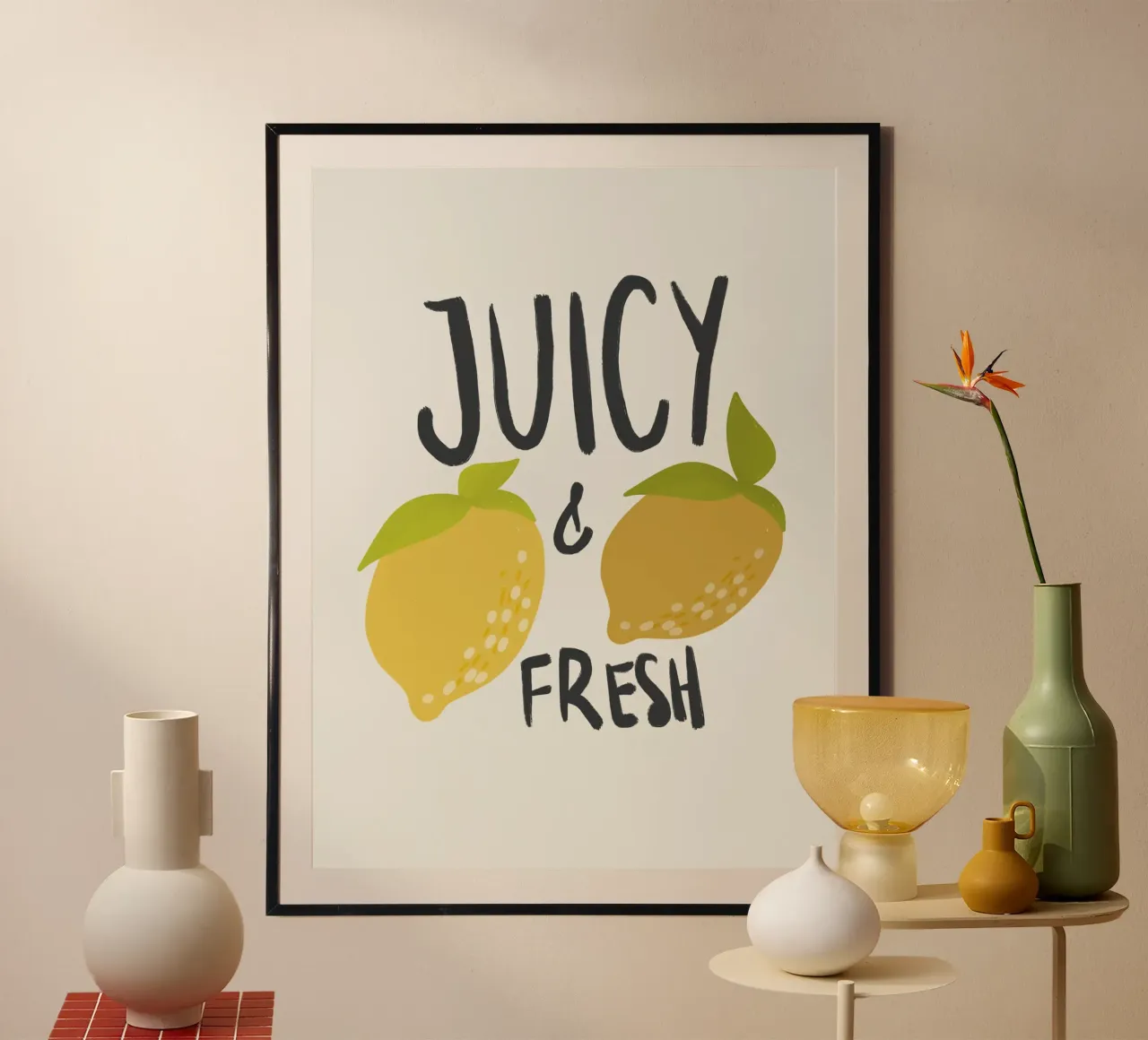 Juicy & Fresh Poster mit Holzrahmen von Magnific