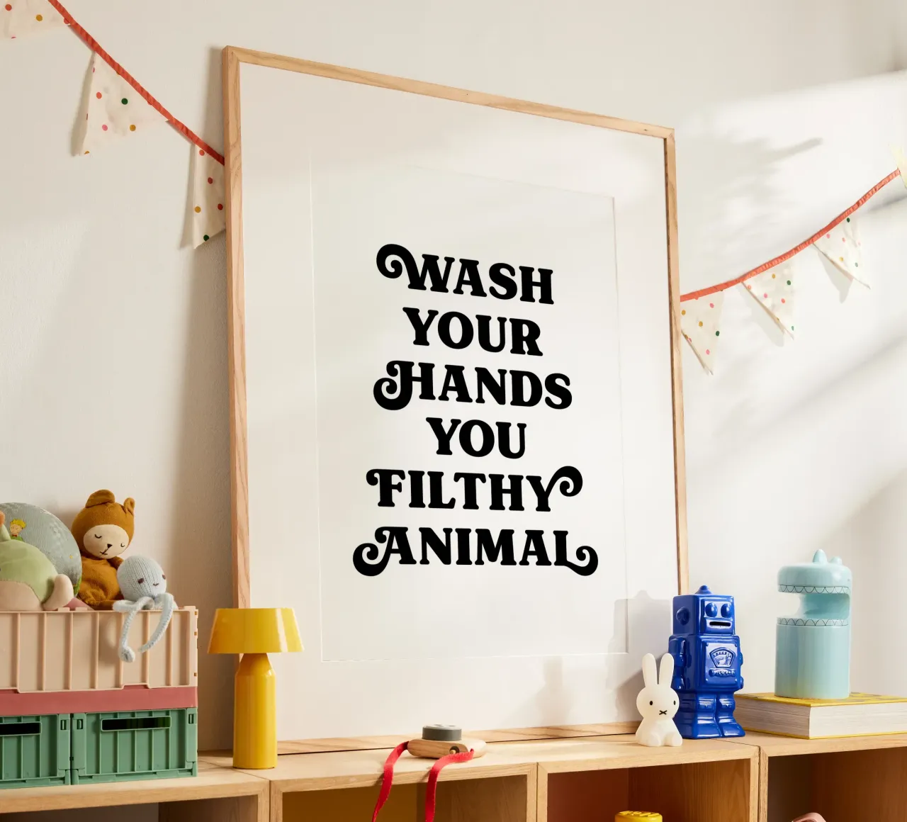 Waschen Sie Ihre Hände lustig Zitat Poster von Paigaam Studio