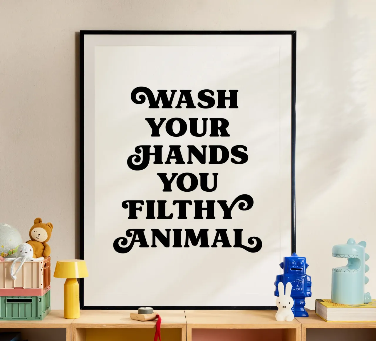 Waschen Sie Ihre Hände lustig Zitat Poster von Paigaam Studio