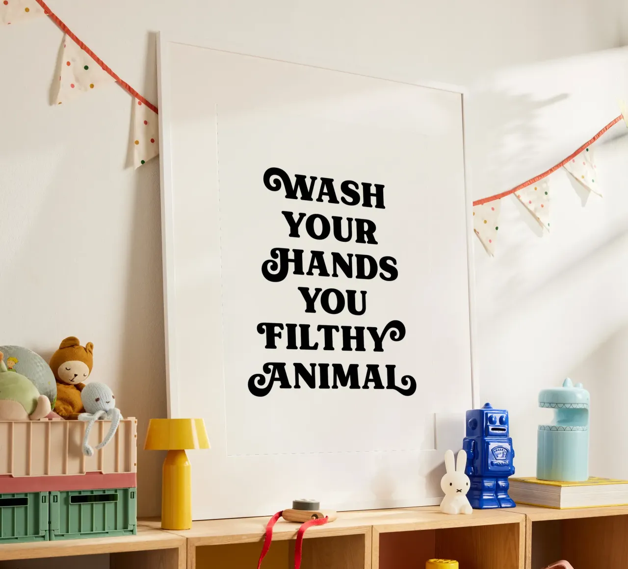 Waschen Sie Ihre Hände lustig Zitat Poster von Paigaam Studio