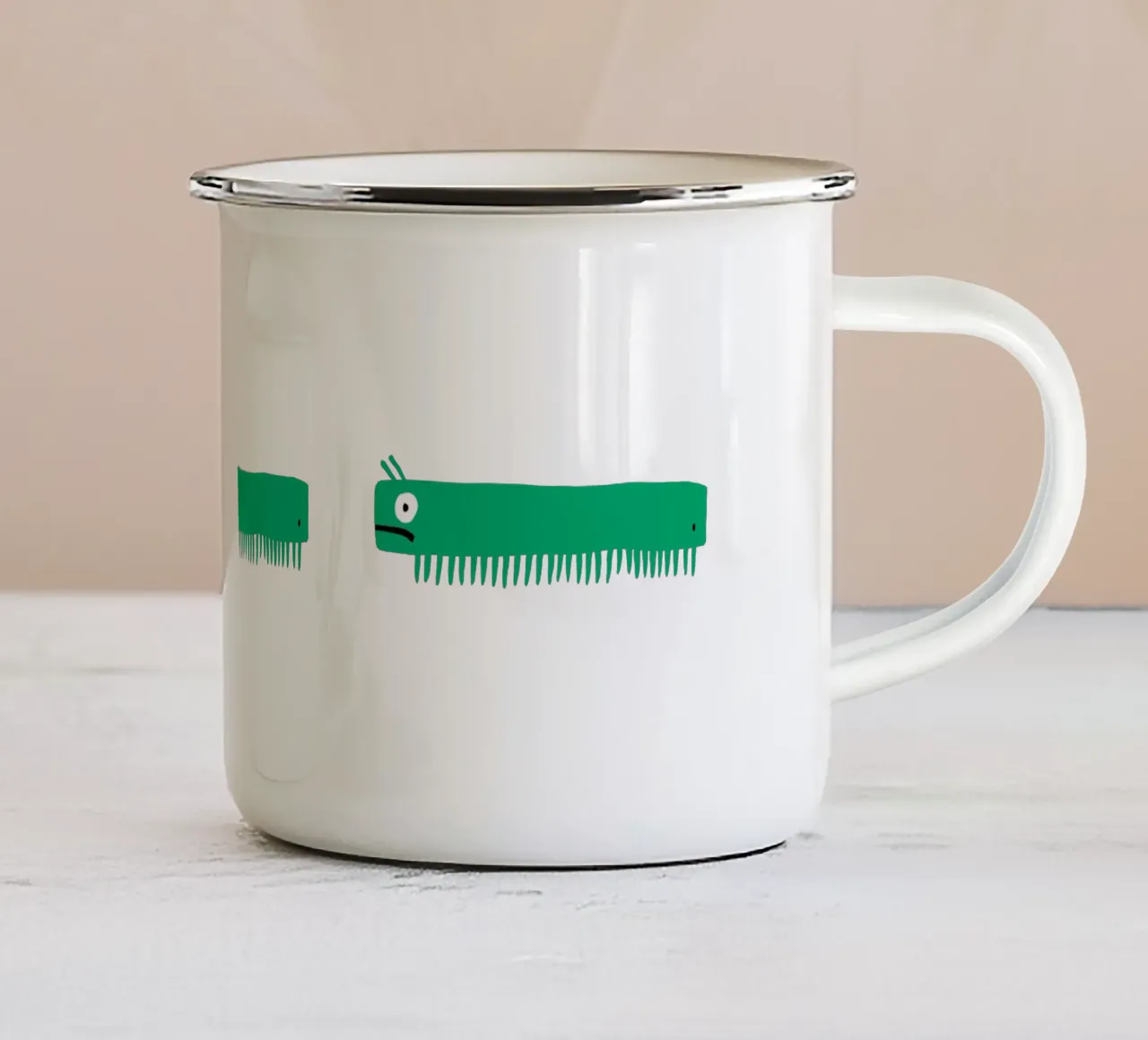 Three green millipedes enamel mug by aucontraire