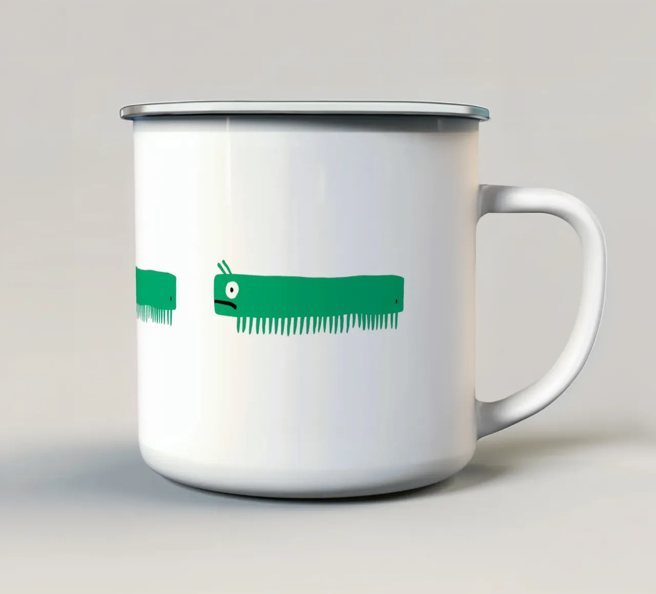 Three green millipedes enamel mug by aucontraire