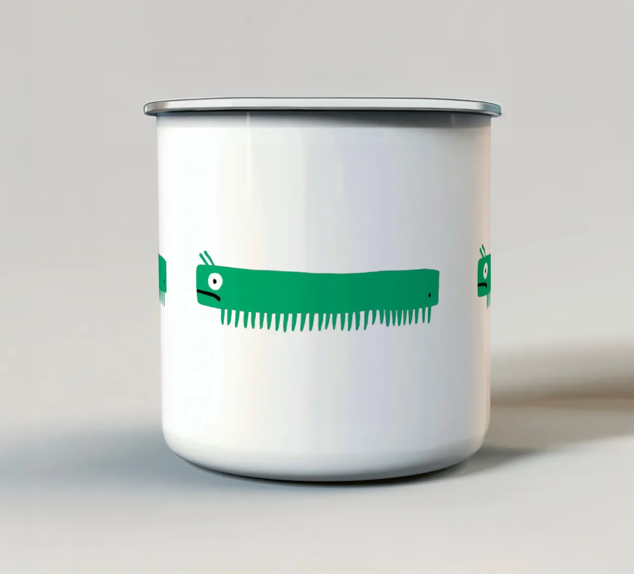 Three green millipedes enamel mug by aucontraire