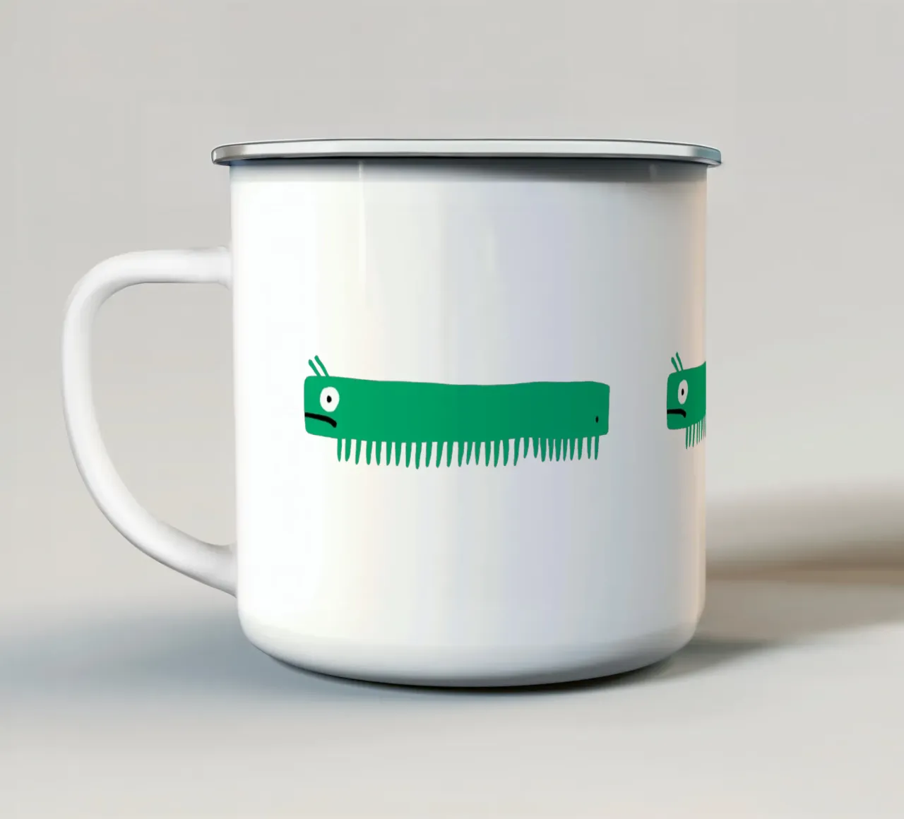 Three green millipedes enamel mug by aucontraire