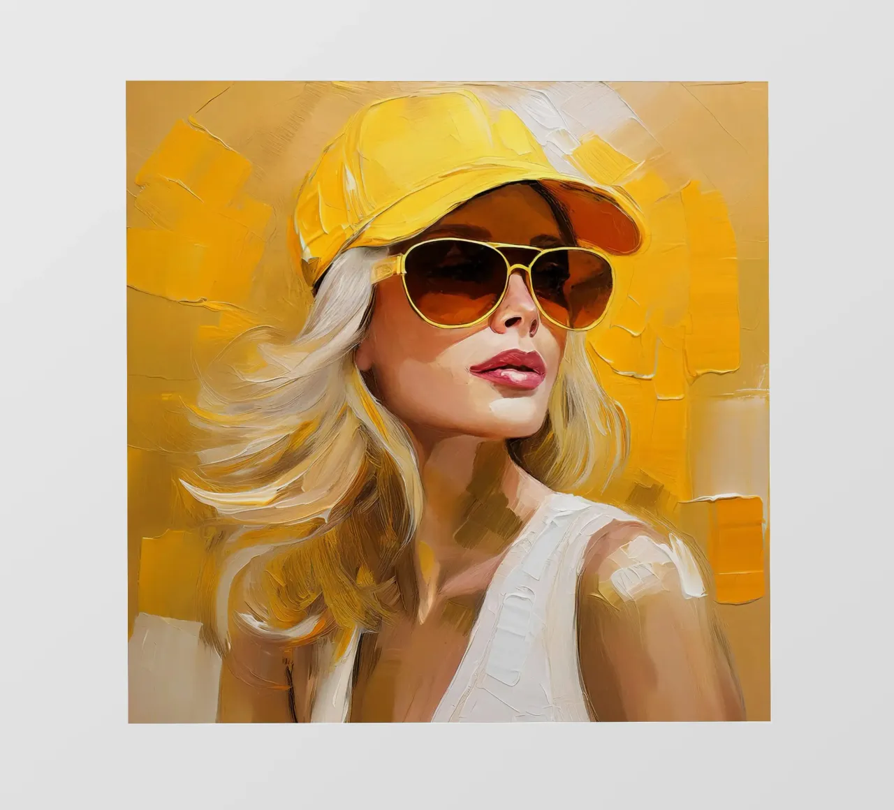 Woman with baseball cap yellow backlit film by Take Your Art BV