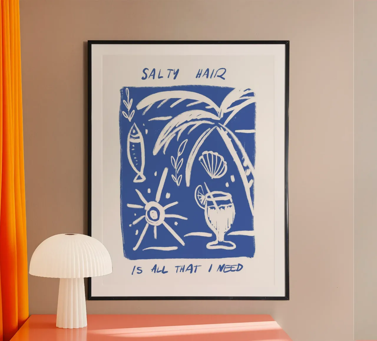 Salty Hair - Blue poster with plastic frame by Magnific