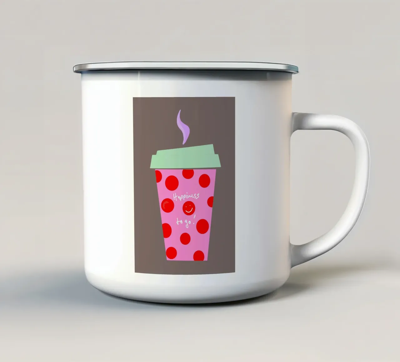 Happiness to go! taza de esmalte de Hej Ibiza by Ute Arnold