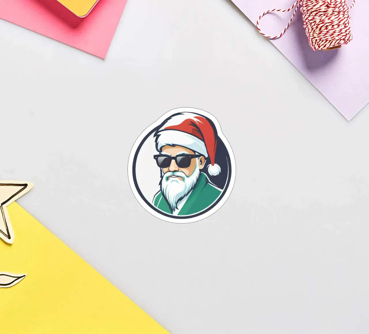 Santa Logo Design modernes Aussehen mit Sonnenbrille Sticker von DesignDoodle