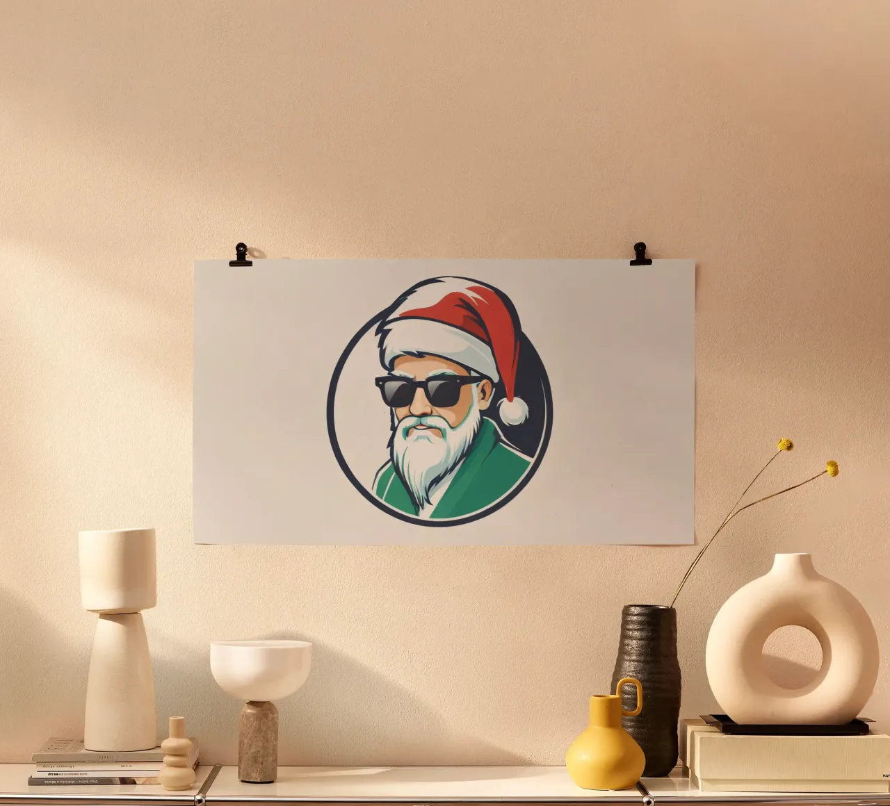 Santa logo design modern look with sunglasses carta hahnemühle da DesignDoodle