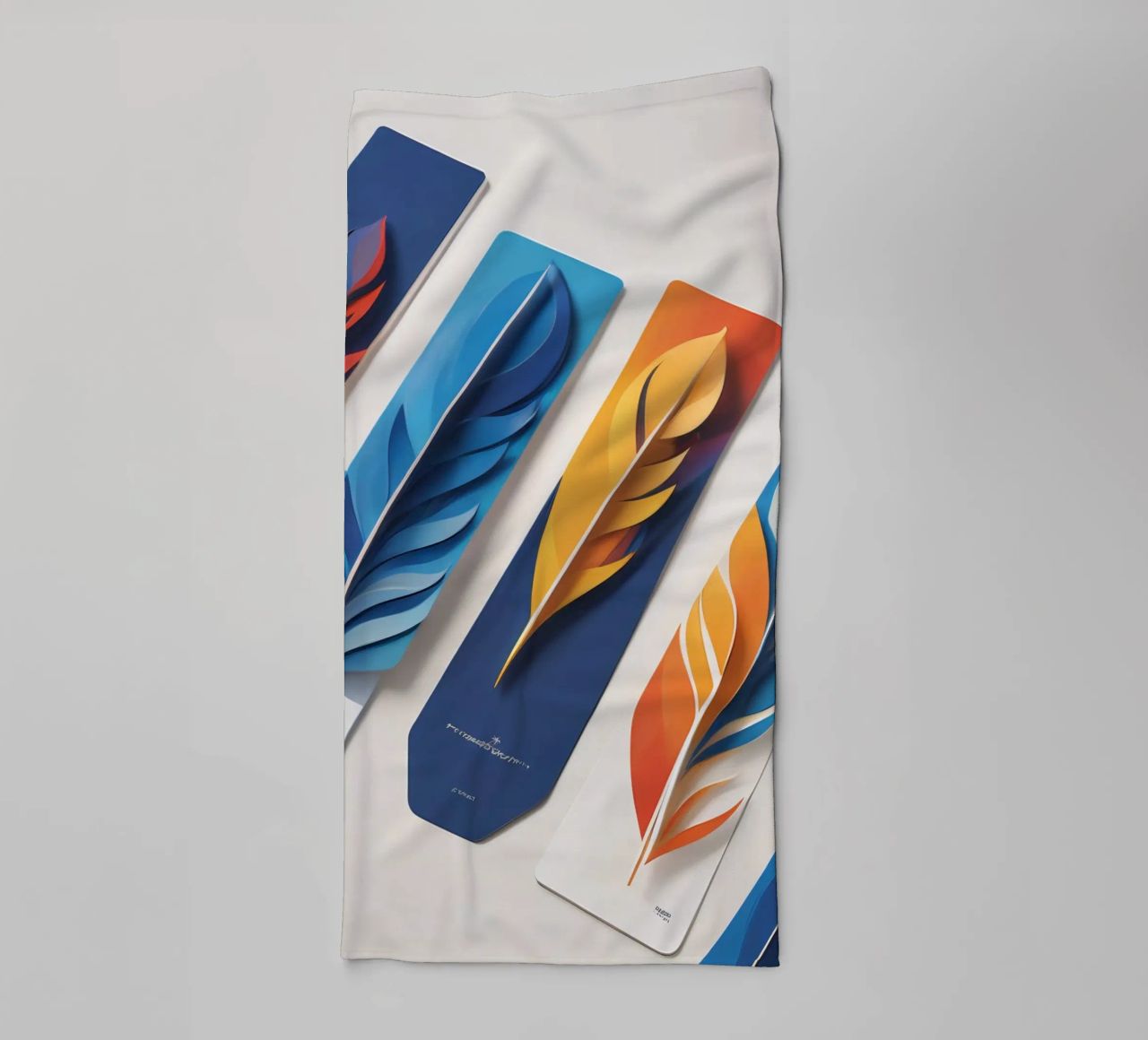 paper art design featuring colorful layered feathers towel by DesignDoodle