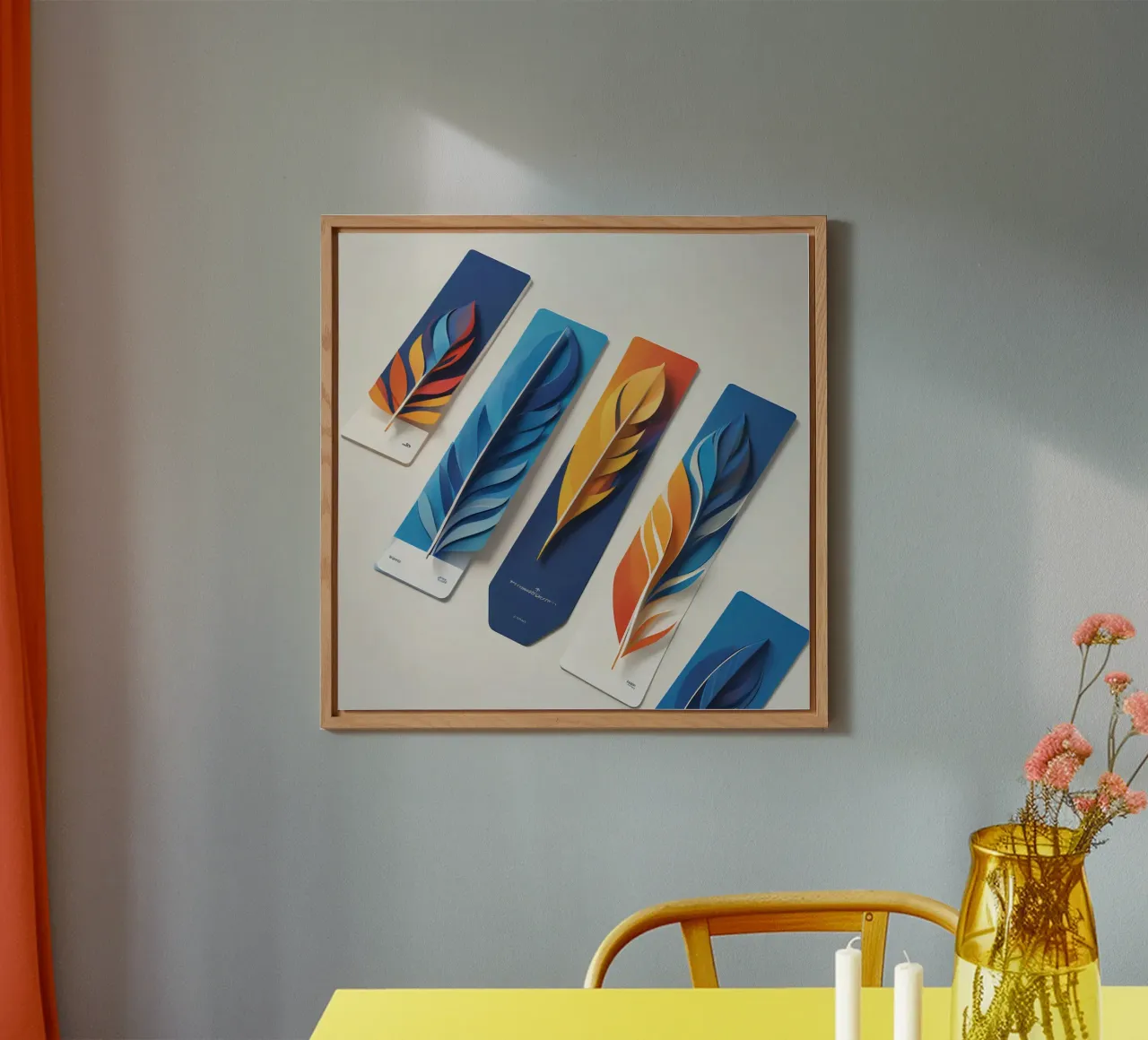 disegno artistico in carta con piume colorate a strati pannello forex da DesignDoodle