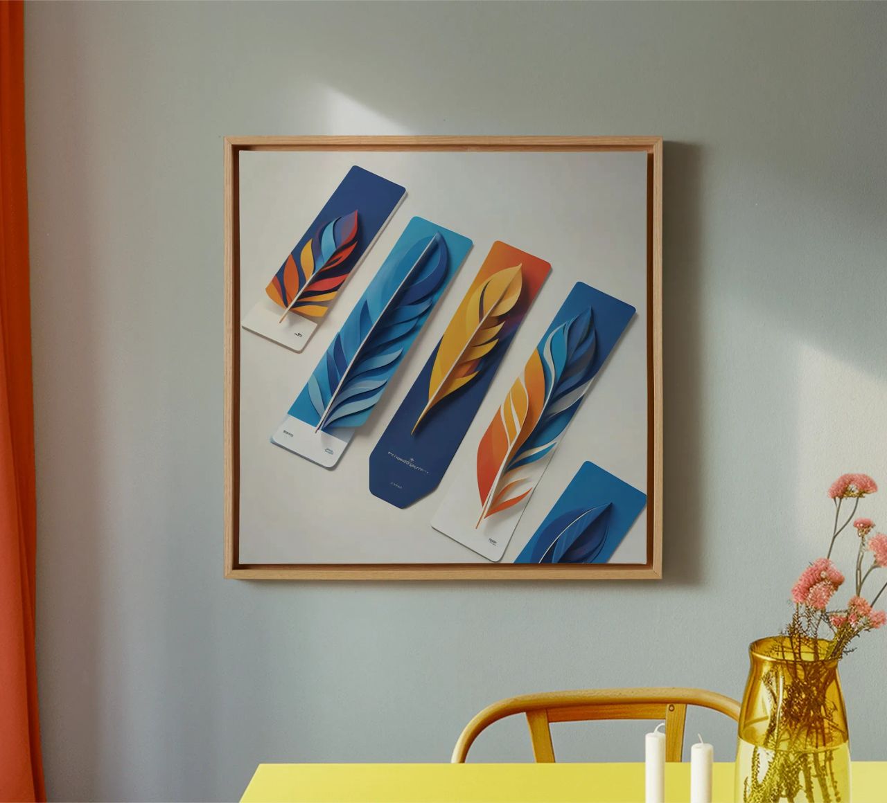 paper art design featuring colorful layered feathers canvas by DesignDoodle