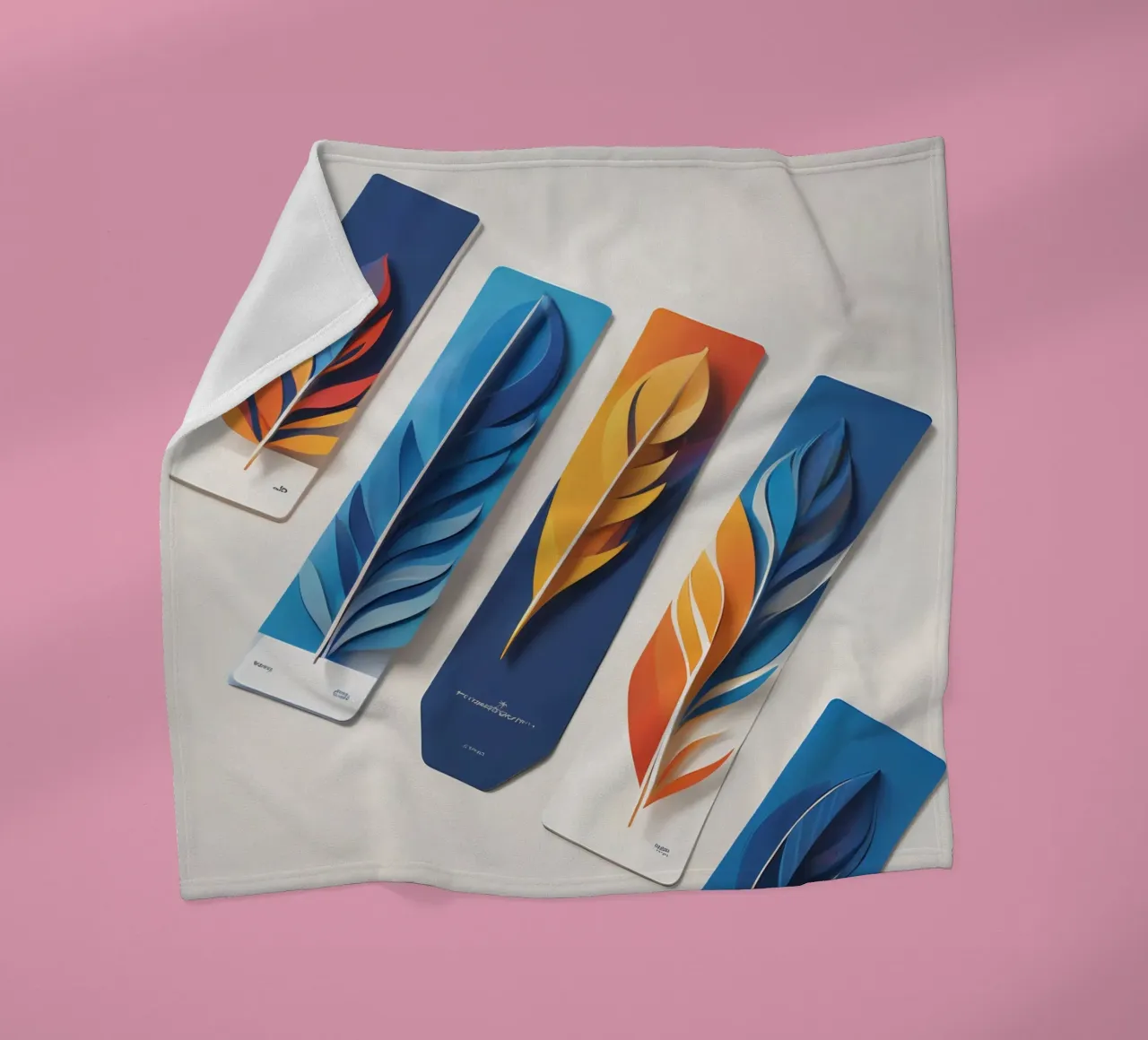 paper art design featuring colorful layered feathers fleece blanket by DesignDoodle