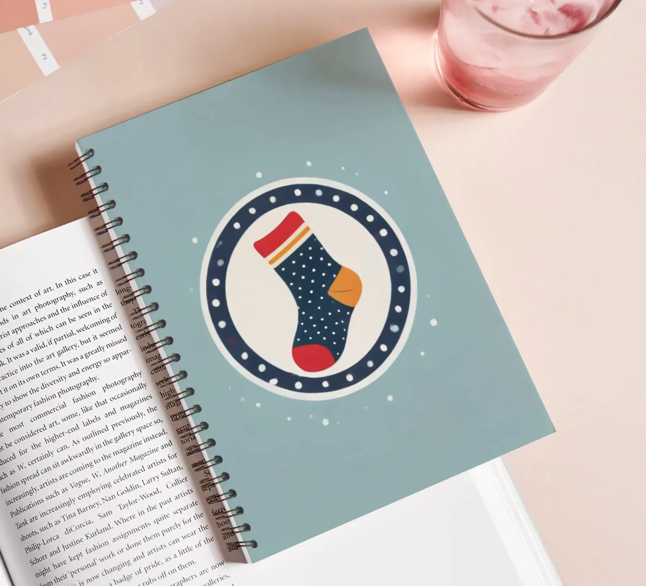 a colorful sock illustration spiral notebook by DesignDoodle