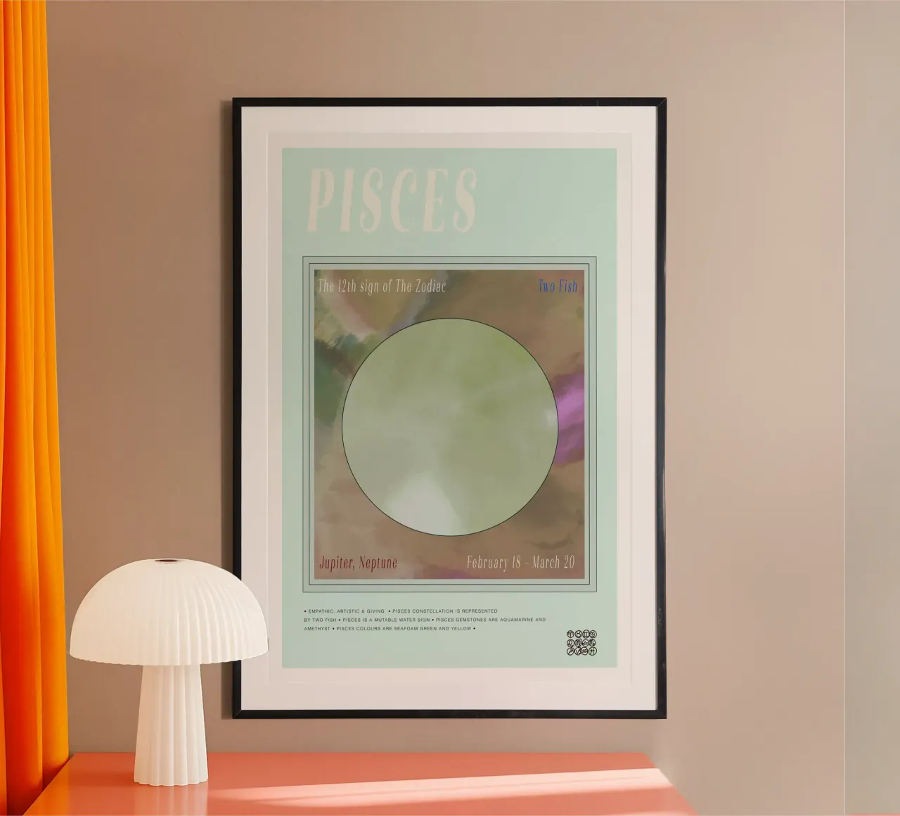 Zodiac Pisces poster con telaio in plastica da Casa Cartissi
