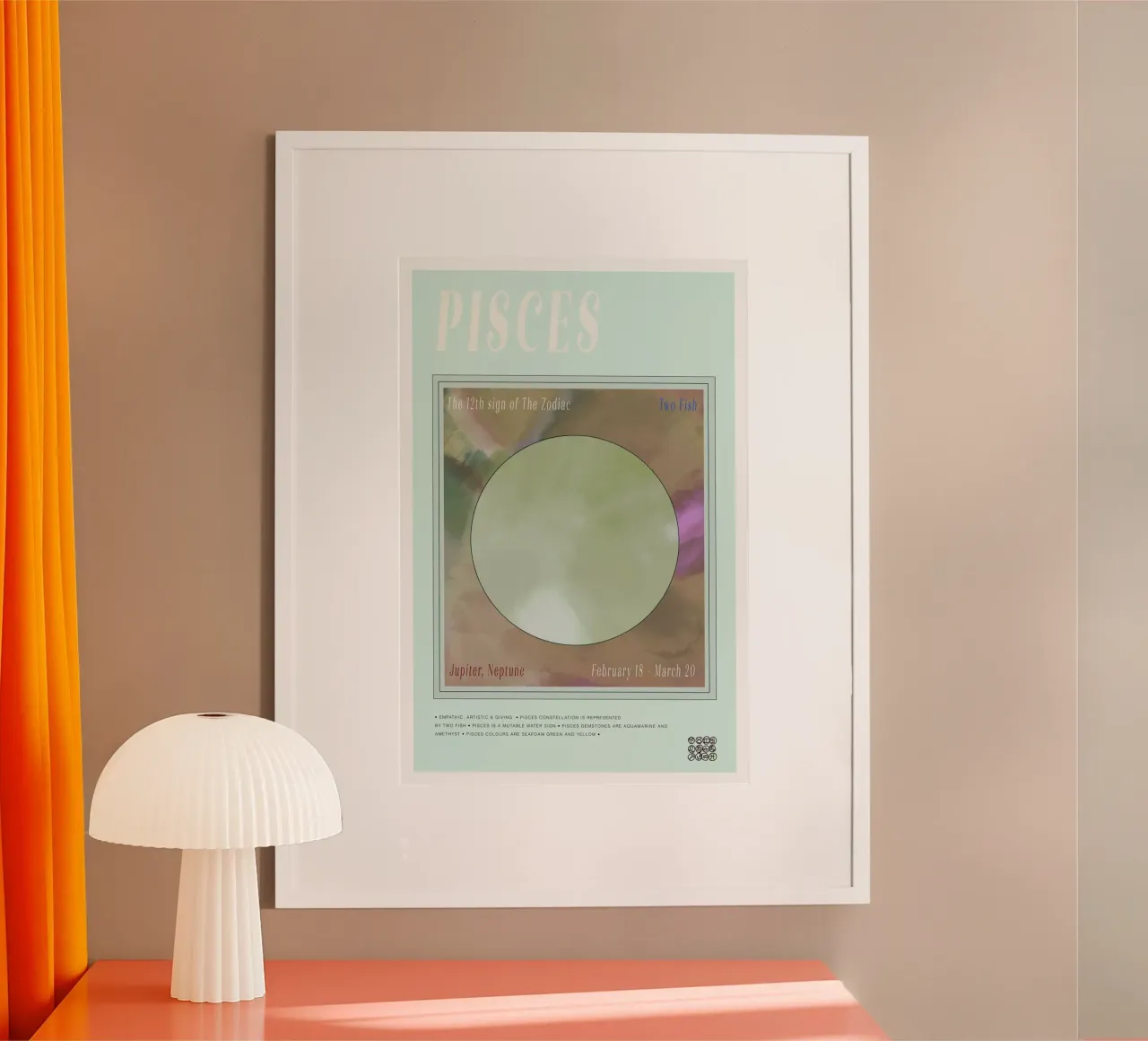 Zodiac Pisces poster con telaio in plastica da Casa Cartissi