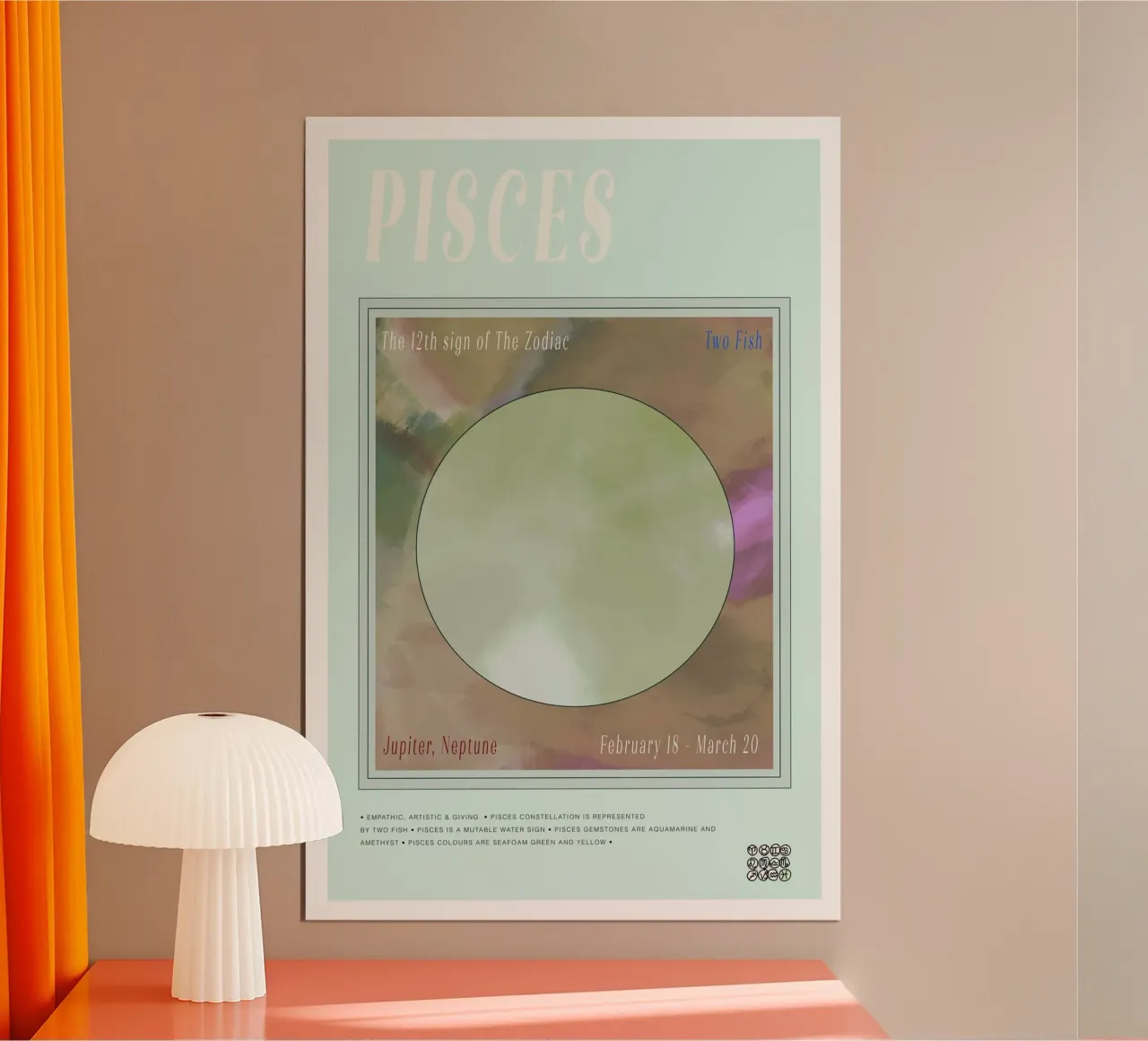 Zodiac Pisces poster con telaio in plastica da Casa Cartissi