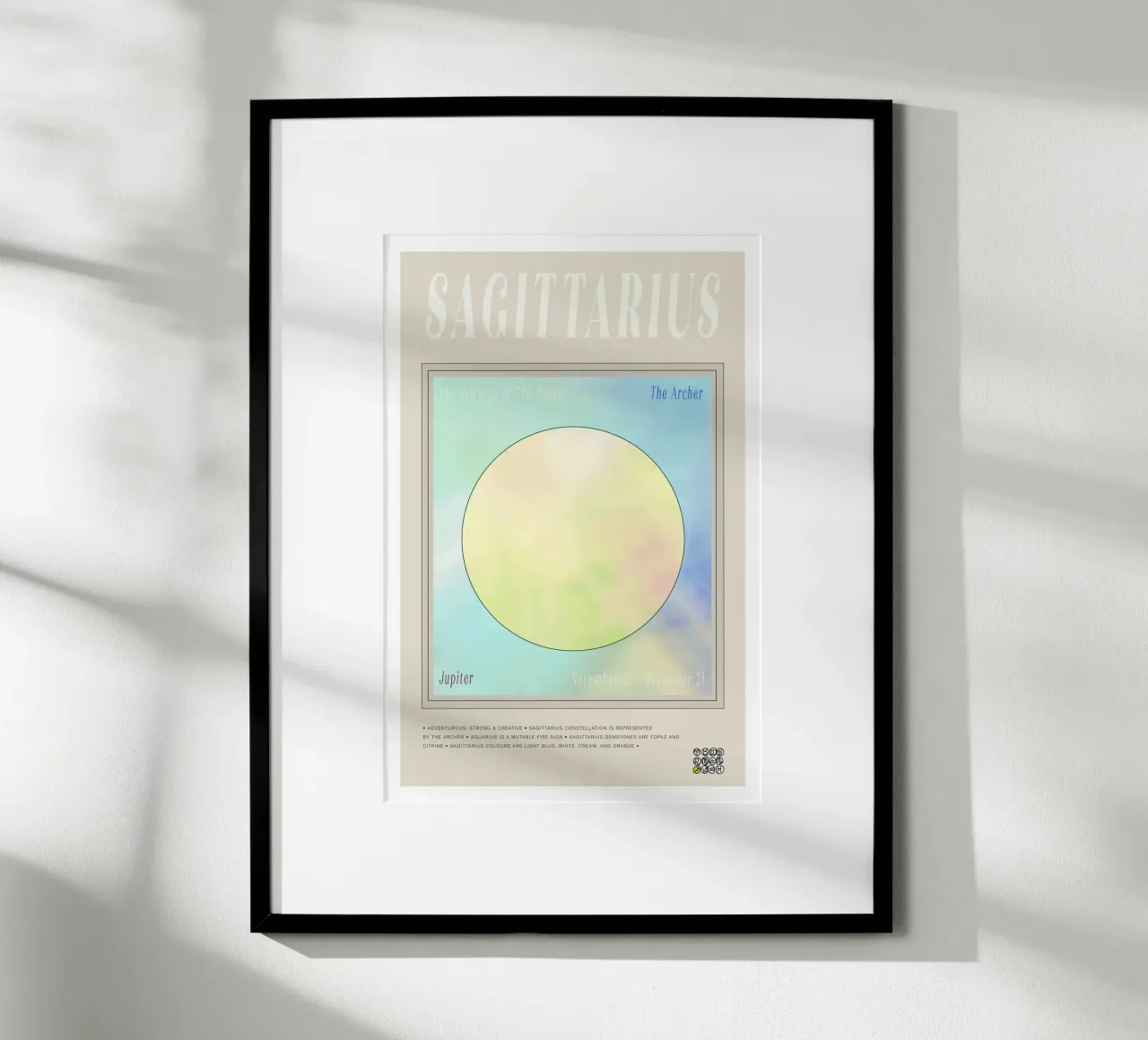 Zodiac Sagittarius poster con telaio in plastica da Casa Cartissi