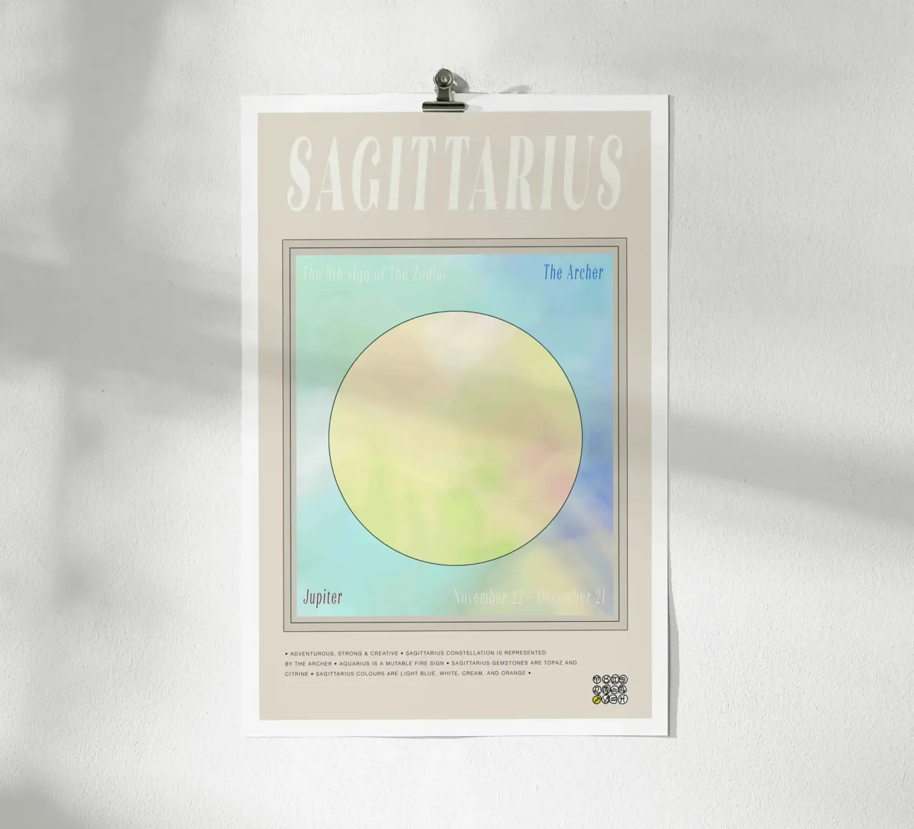 Zodiac Sagittarius poster con telaio in plastica da Casa Cartissi