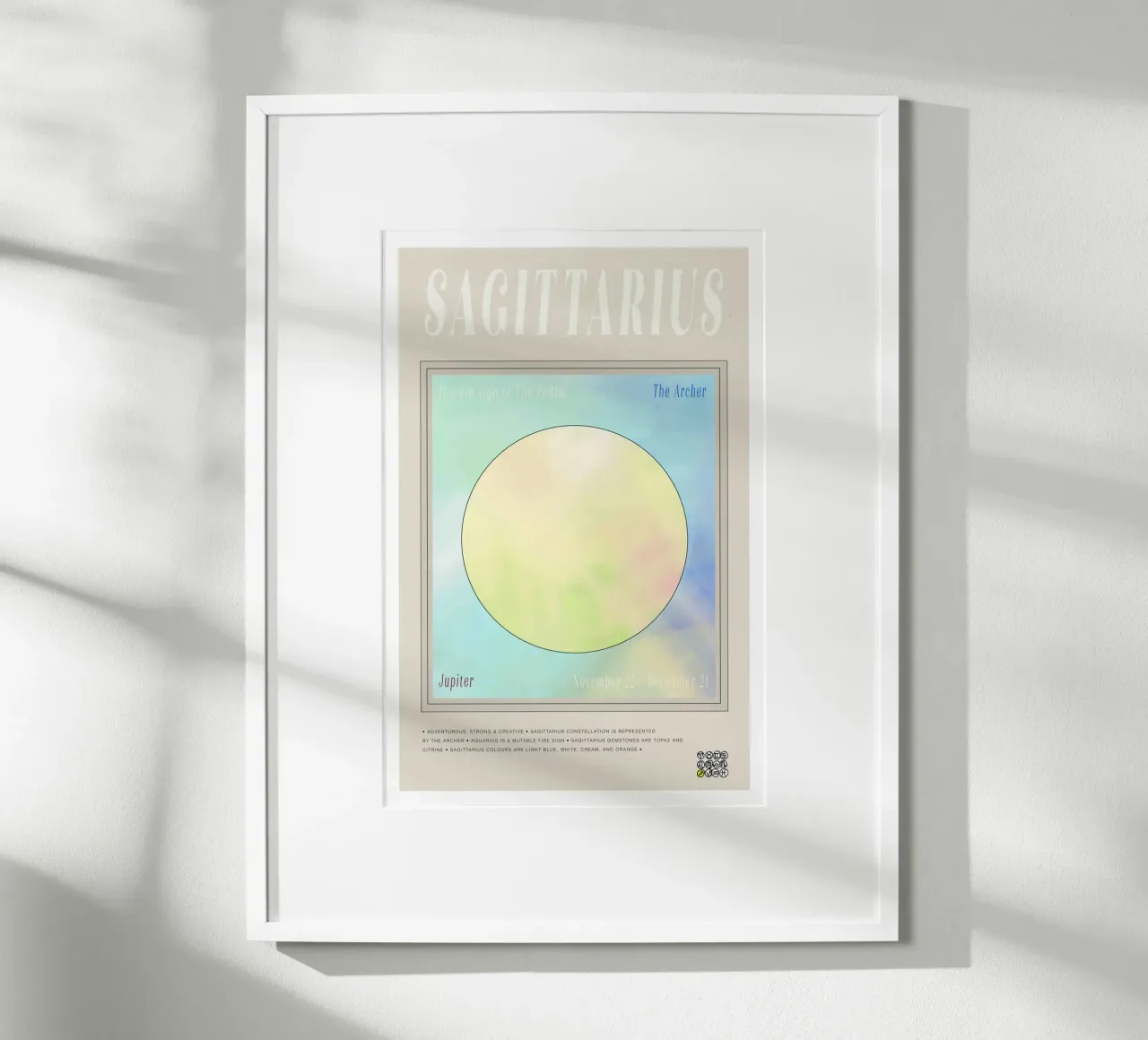 Zodiac Sagittarius poster con telaio in plastica da Casa Cartissi