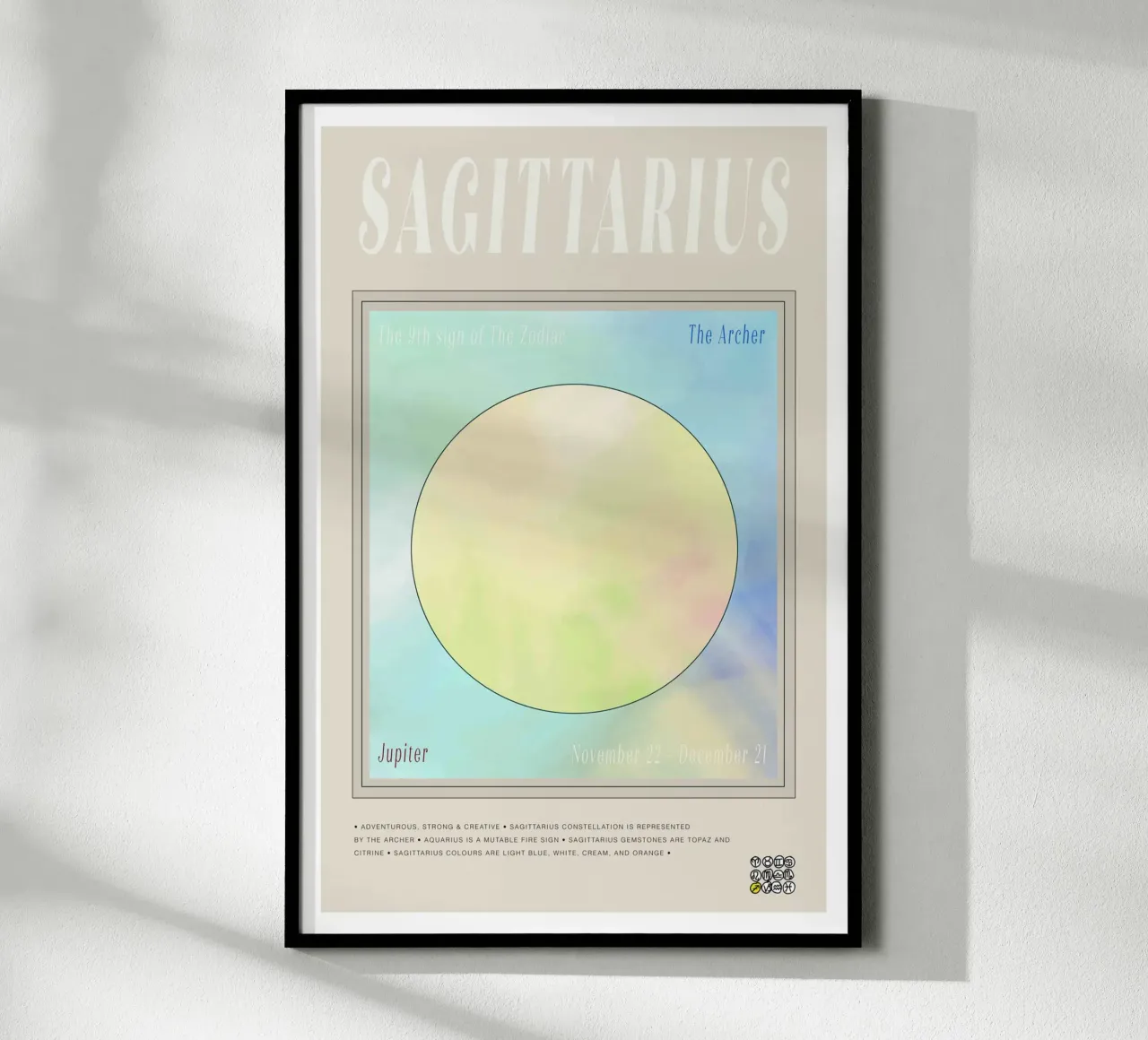 Zodiac Sagittarius poster con telaio in plastica da Casa Cartissi