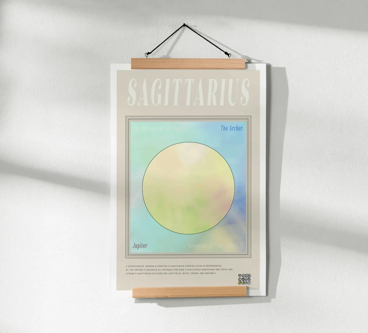 Zodiac Sagittarius poster con telaio in plastica da Casa Cartissi