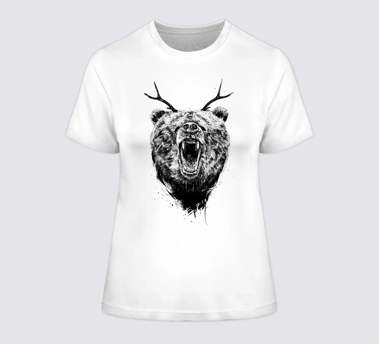 Angry Bear women's fitted t-shirt by Balazs Solti